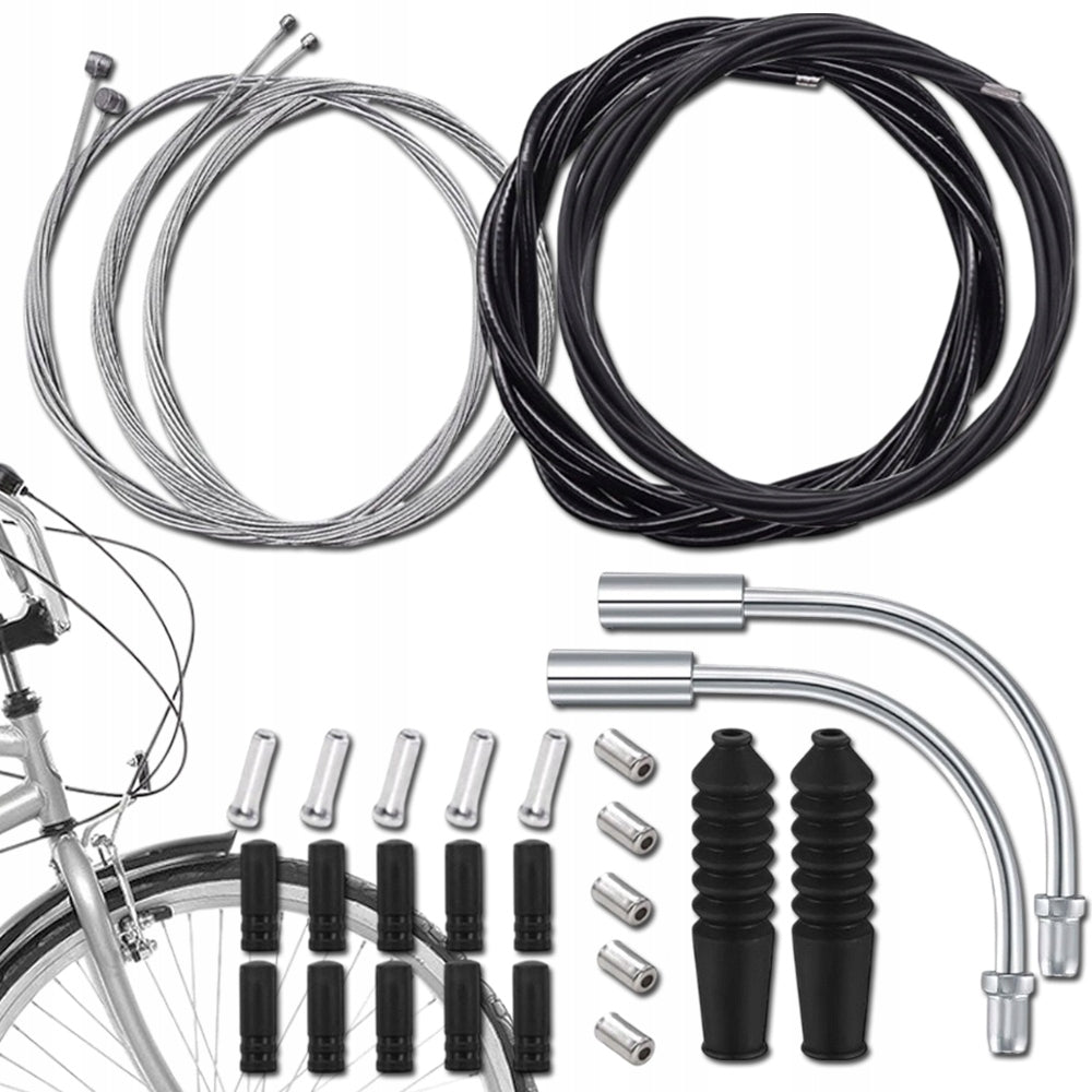 SET OF CABLES AND ARMOUR FOR DERAILLEUR BRAKE CABLE ENDS PIPE CASING