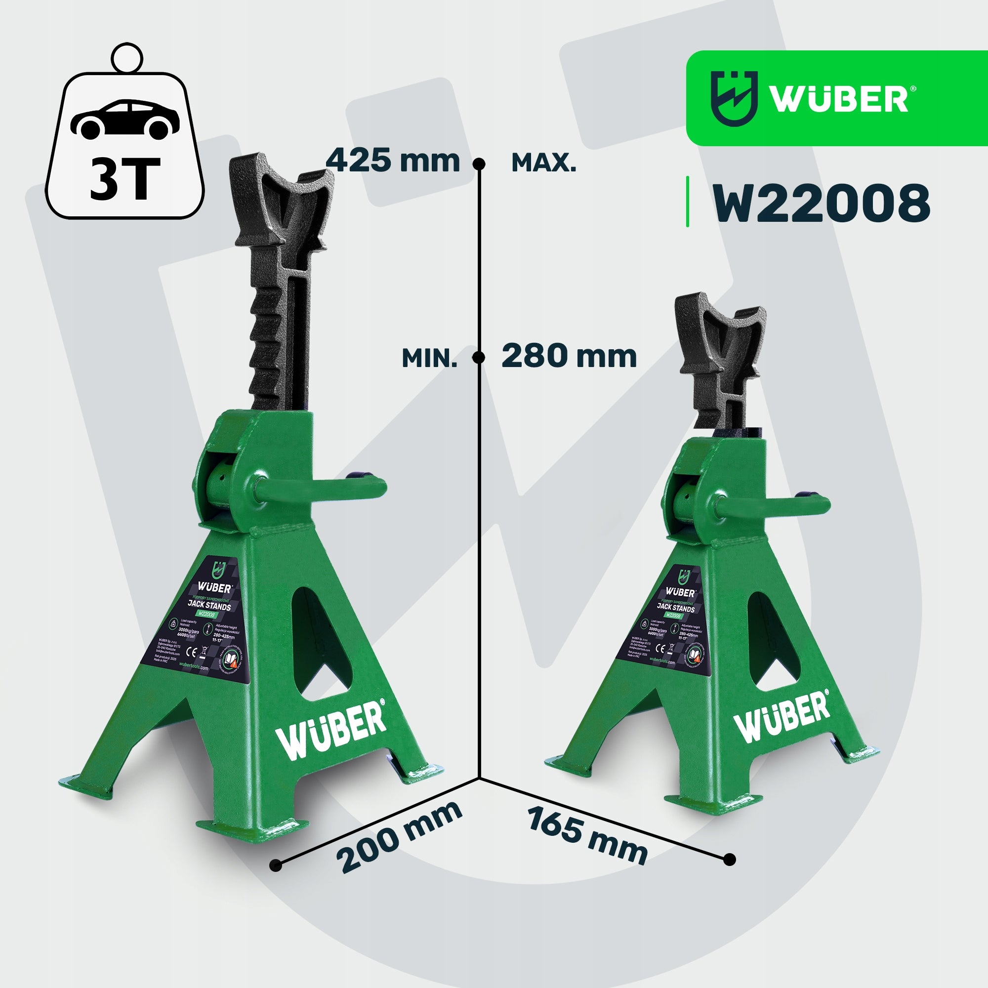 SET OF CAR LIFT 2,5T 80-375 & CAR LIFTS 280-425 3T Brand Wuber
