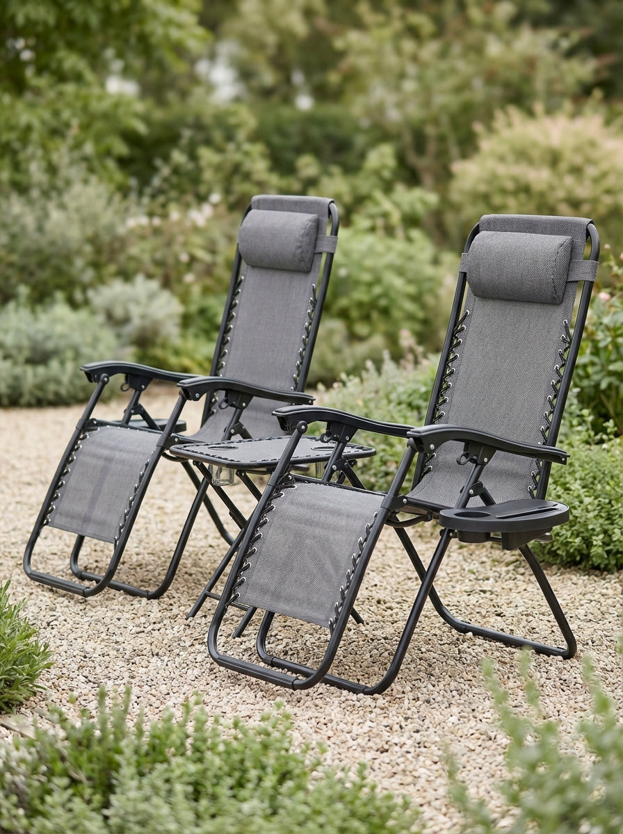 SET OF CHAIRS WITH TABLE TDC-2503 GARDEN FOLDING HANDLE Color gray