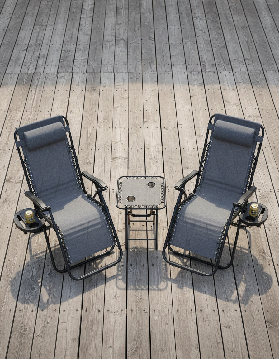 SET OF CHAIRS WITH TABLE TDC-2503 GARDEN FOLDING HANDLE Packaging status original
