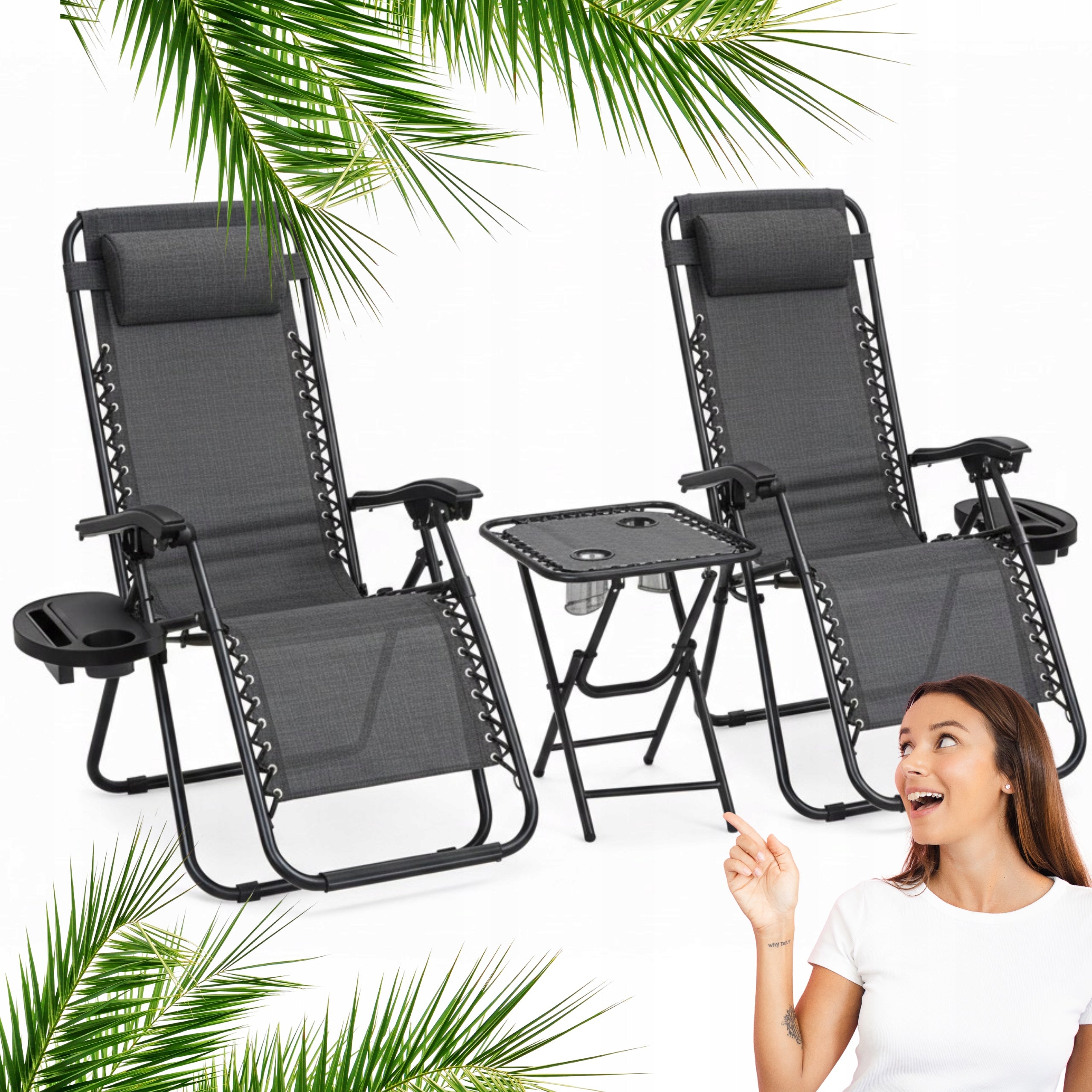 SET OF CHAIRS WITH TABLE TDC-2503 GARDEN FOLDING HANDLE