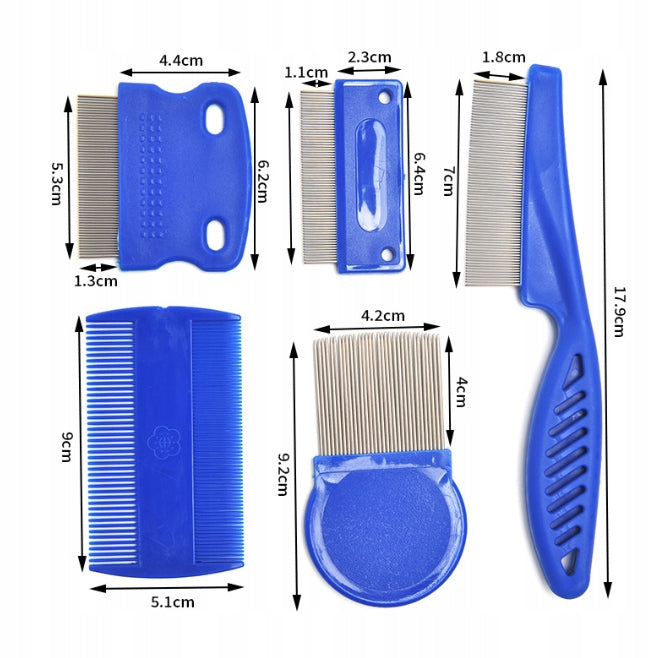 SET OF COMBS FOR COMBING FLEAS FOR CAT, DOG AND ANIMALS – 6 PIECES Manufacturer code DOGGSY-6in1-BLUE