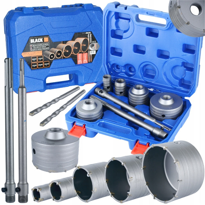 SET OF CONCRETE FORAMINIFERA SDS MAX SDS PLUS 9 EL 30-100MM BLACK TOOLS PROFI