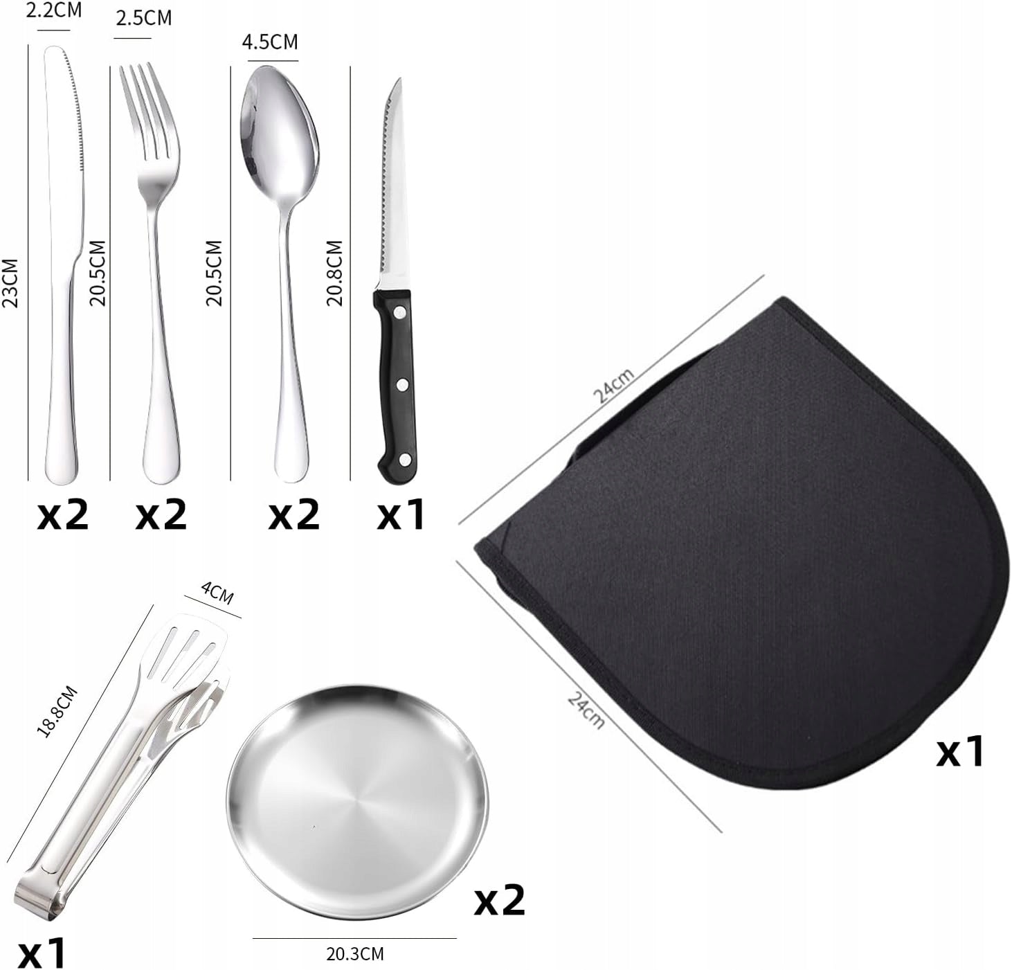 SET OF CUTLERY DISHES FOR CAMPING PICNIC TRAVEL FOR 2 PEOPLE SILVER 10el Manufacturer code ZESTAW SZTUĆCÓW NACZYŃ STREFAZAKUPÓW