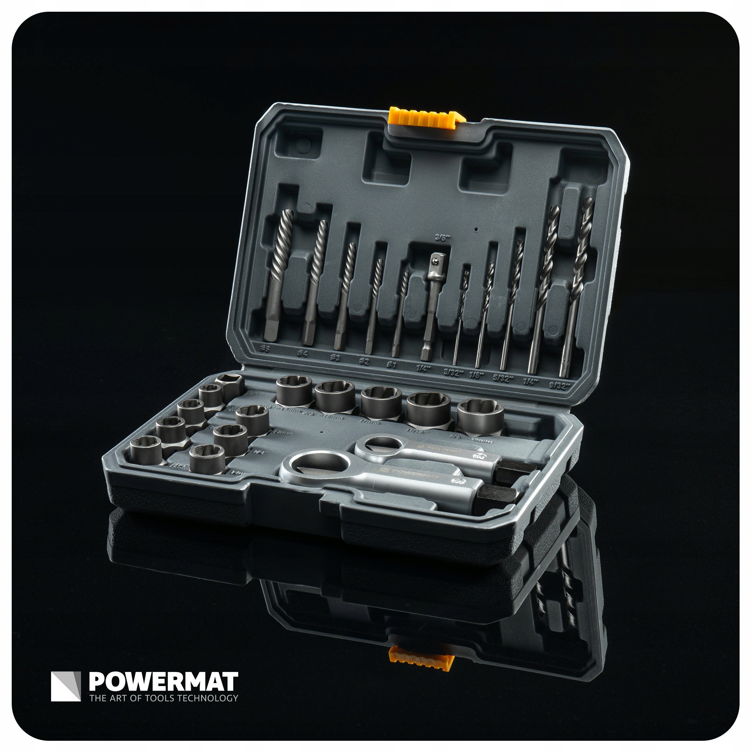 SET OF CUTTERS AND UNSCREWERS FOR DAMAGED BOLTS OF PIN NUTS 26 EL Brand Powermat