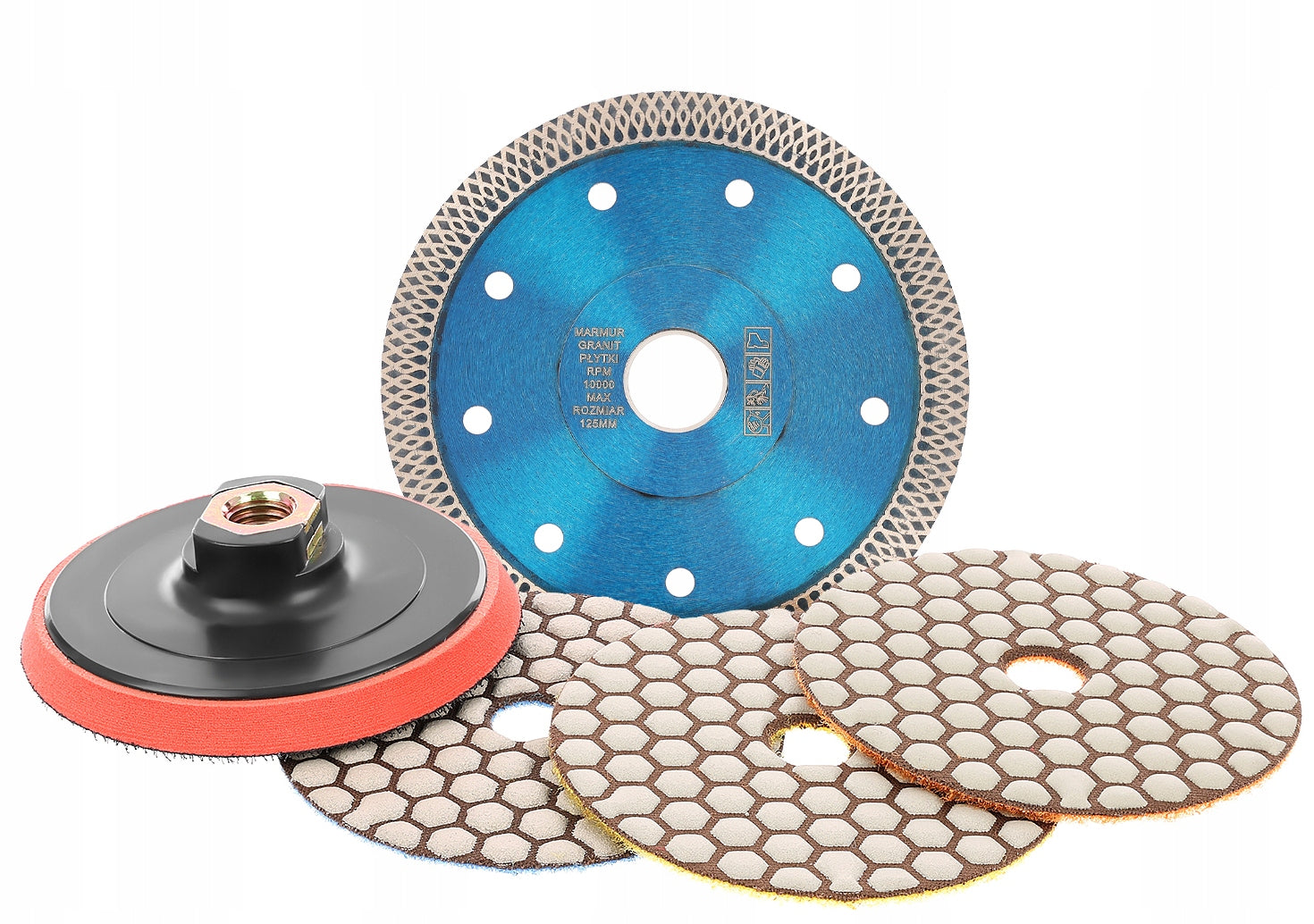 SET OF DIAMOND DISCS FOR CUTTING AND GRINDING SINTER STONEWARE Disc diameter 125mm