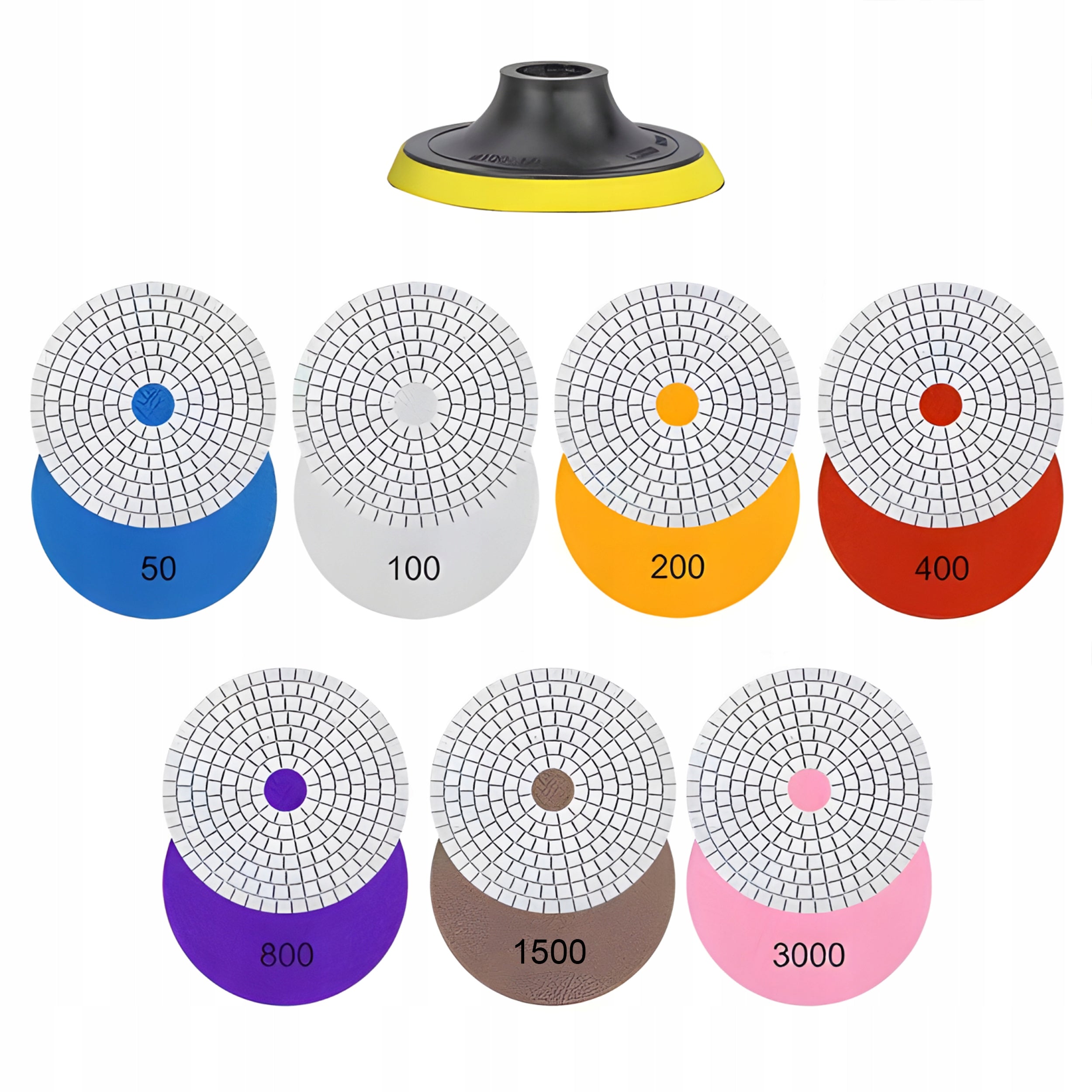 SET OF DIAMOND DISCS FOR GRINDING AND POLISHING STONEWARE EDGE TILES Packaging status original