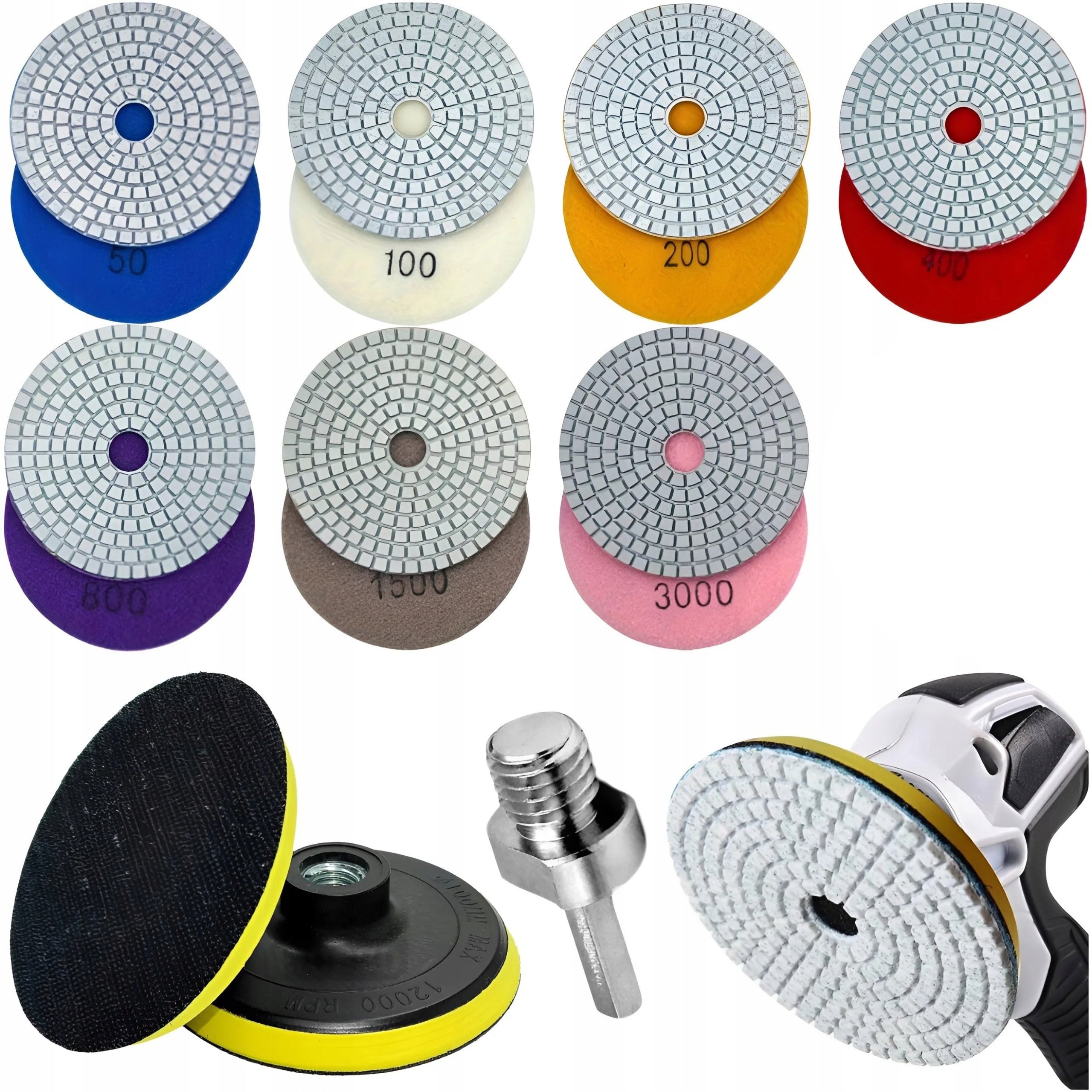 SET OF DIAMOND DISCS FOR GRINDING CERAMIC SINTER STONEWARE POLISHING Packaging status original