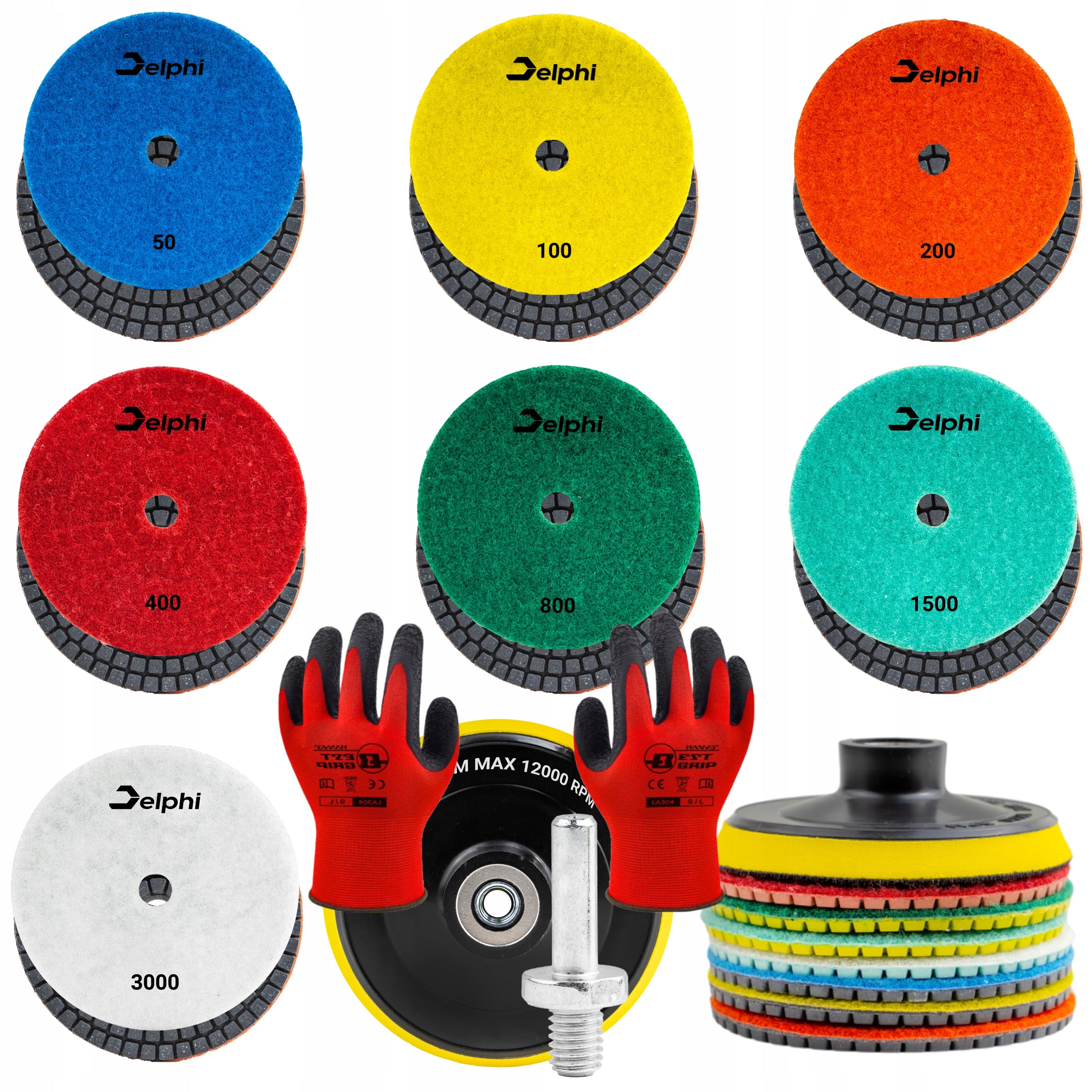 SET OF DIAMOND DISCS FOR GRINDING CERAMIC SINTER STONEWARE POLISHING Packaging status original