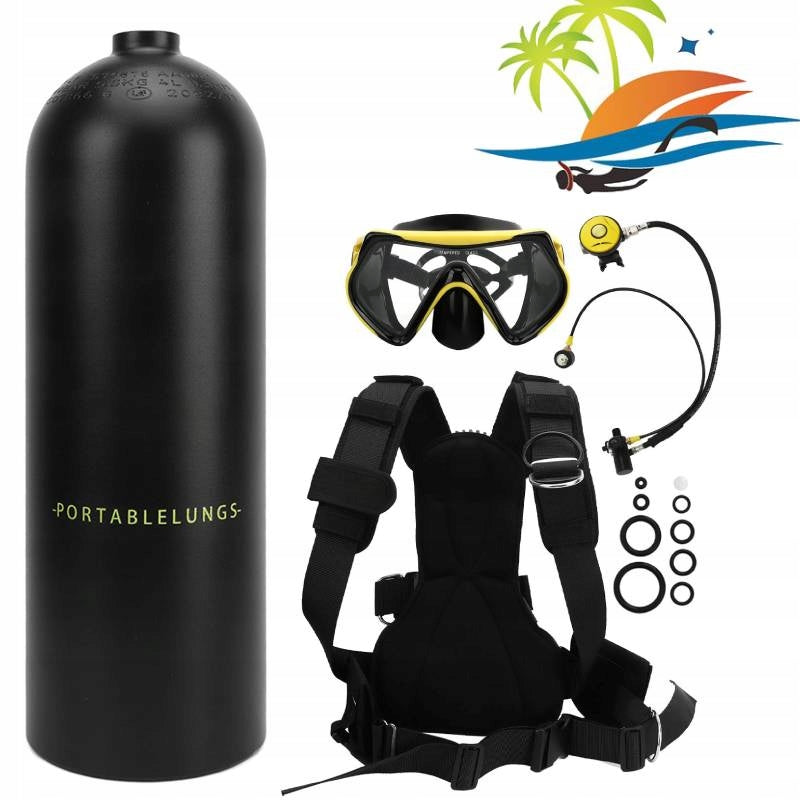 SET OF DIVING CYLINDER 4L WITH PUMP BAG MASK ADAPTER
