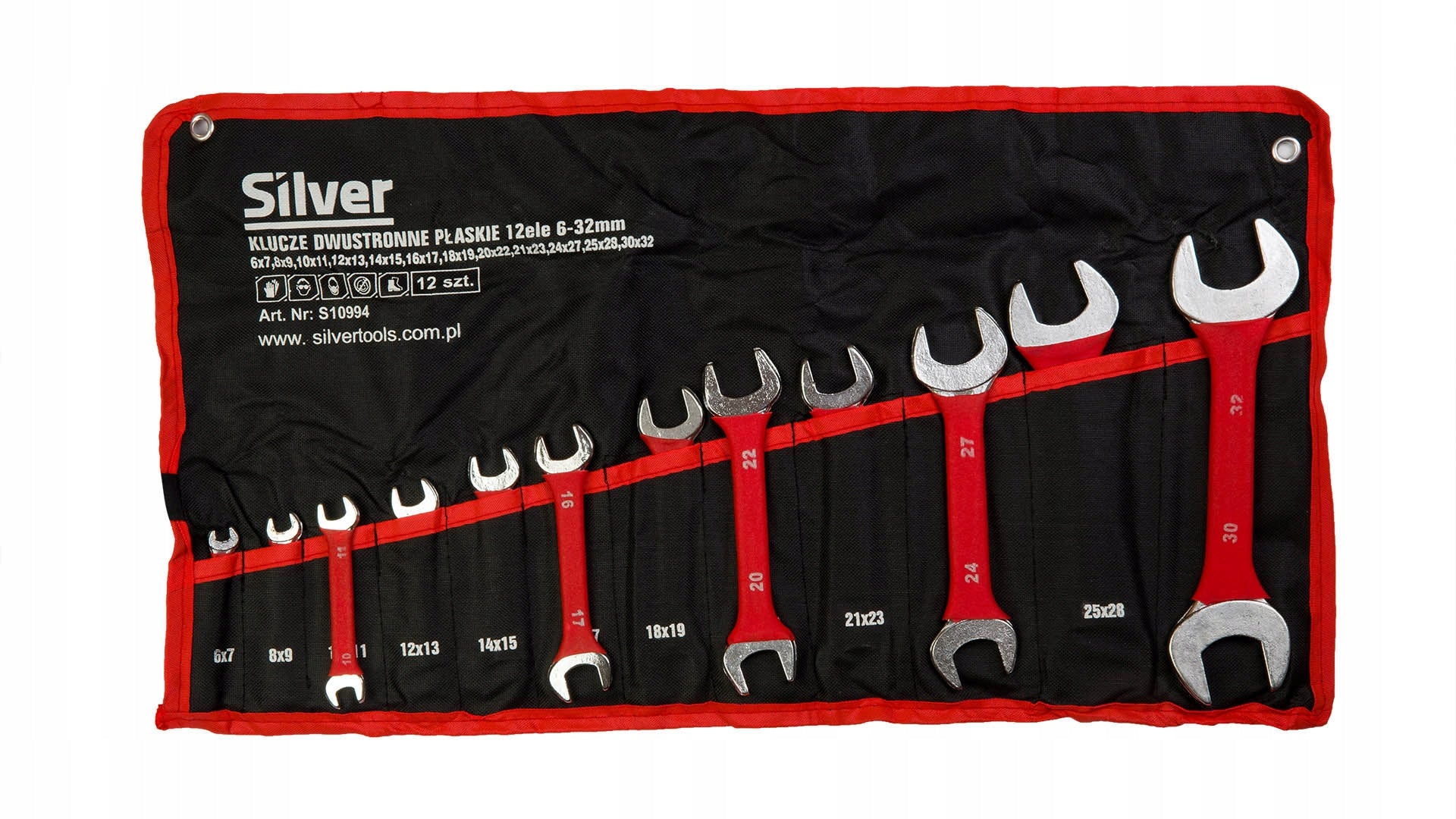 SET OF DOUBLE-SIDED FLAT WRENCHES 12 ELEMENTS SET 6-32MM SHEET 10994 Brand Silver