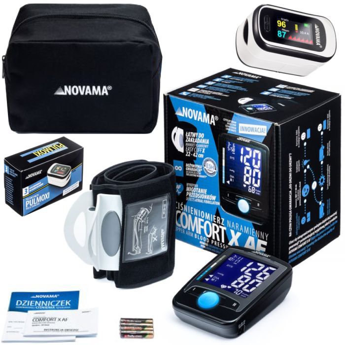 SET OF ELECTRONIC BLOOD PRESSURE MONITOR NOVAMA COMFORT X PULSE OXIMETER PULMOXI
