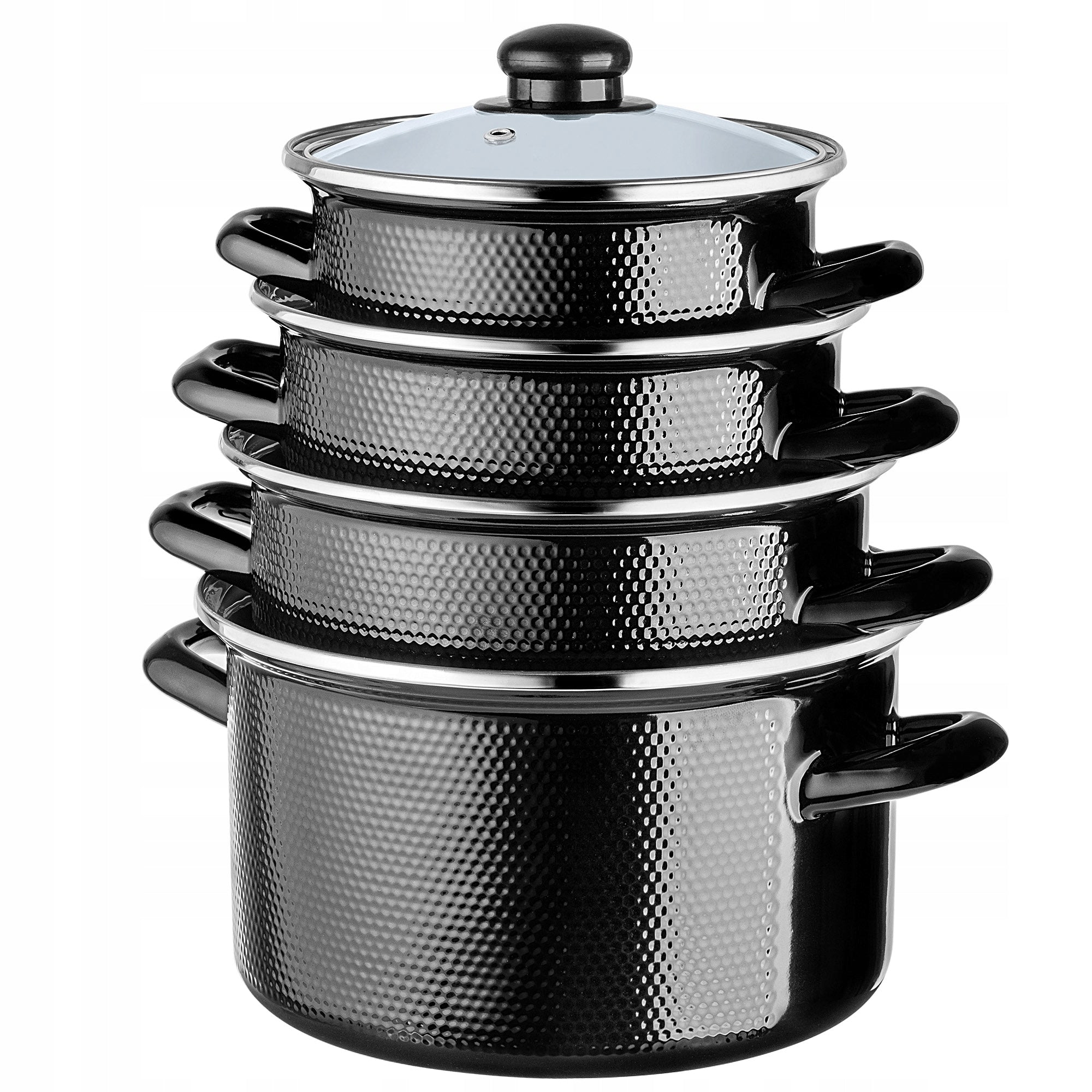 SET OF ENAMEL POTS SET 8EL GAS INDUCTION TRADITIONAL + LIDS Coating type enamel