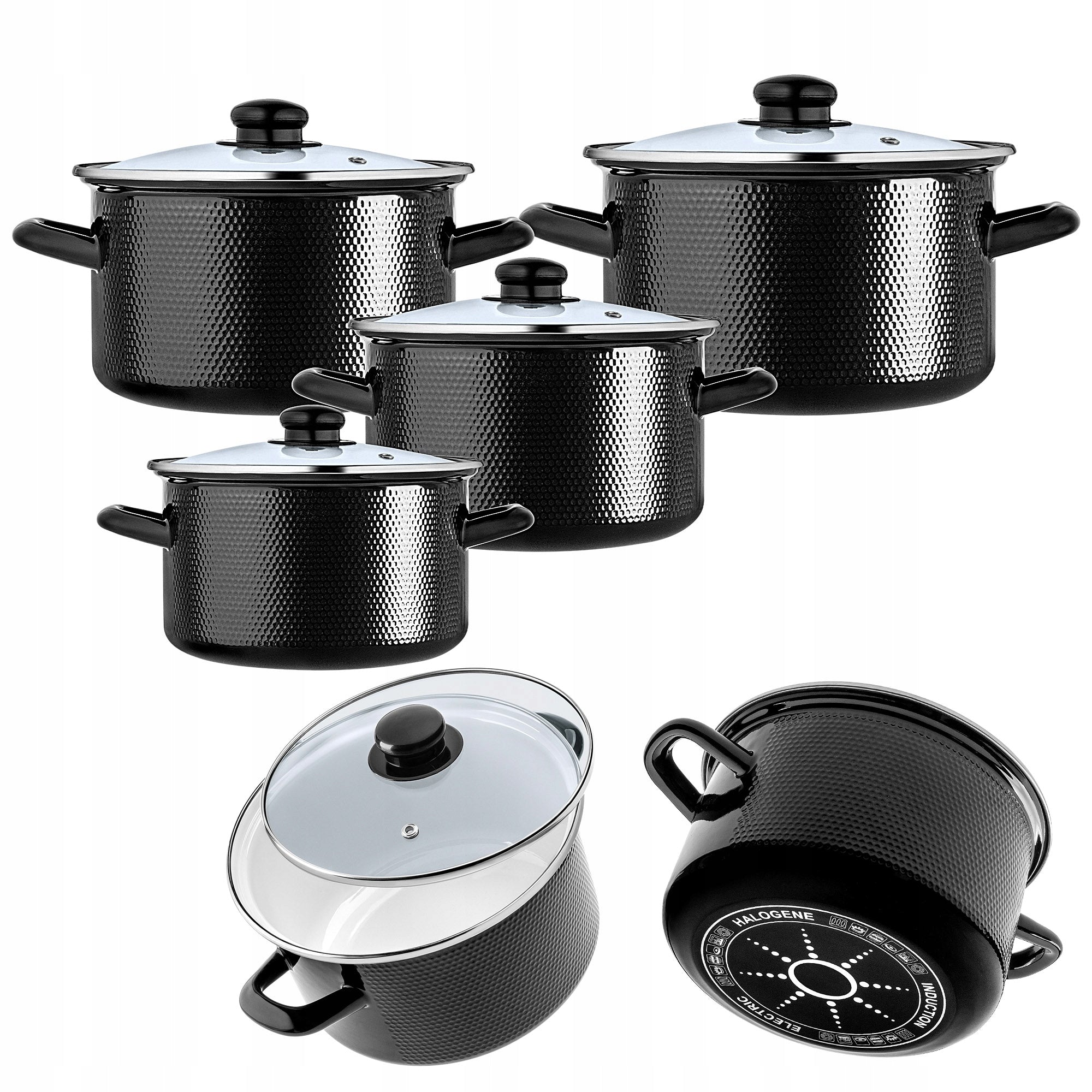 SET OF ENAMEL POTS SET 8EL GAS INDUCTION TRADITIONAL WITH LID