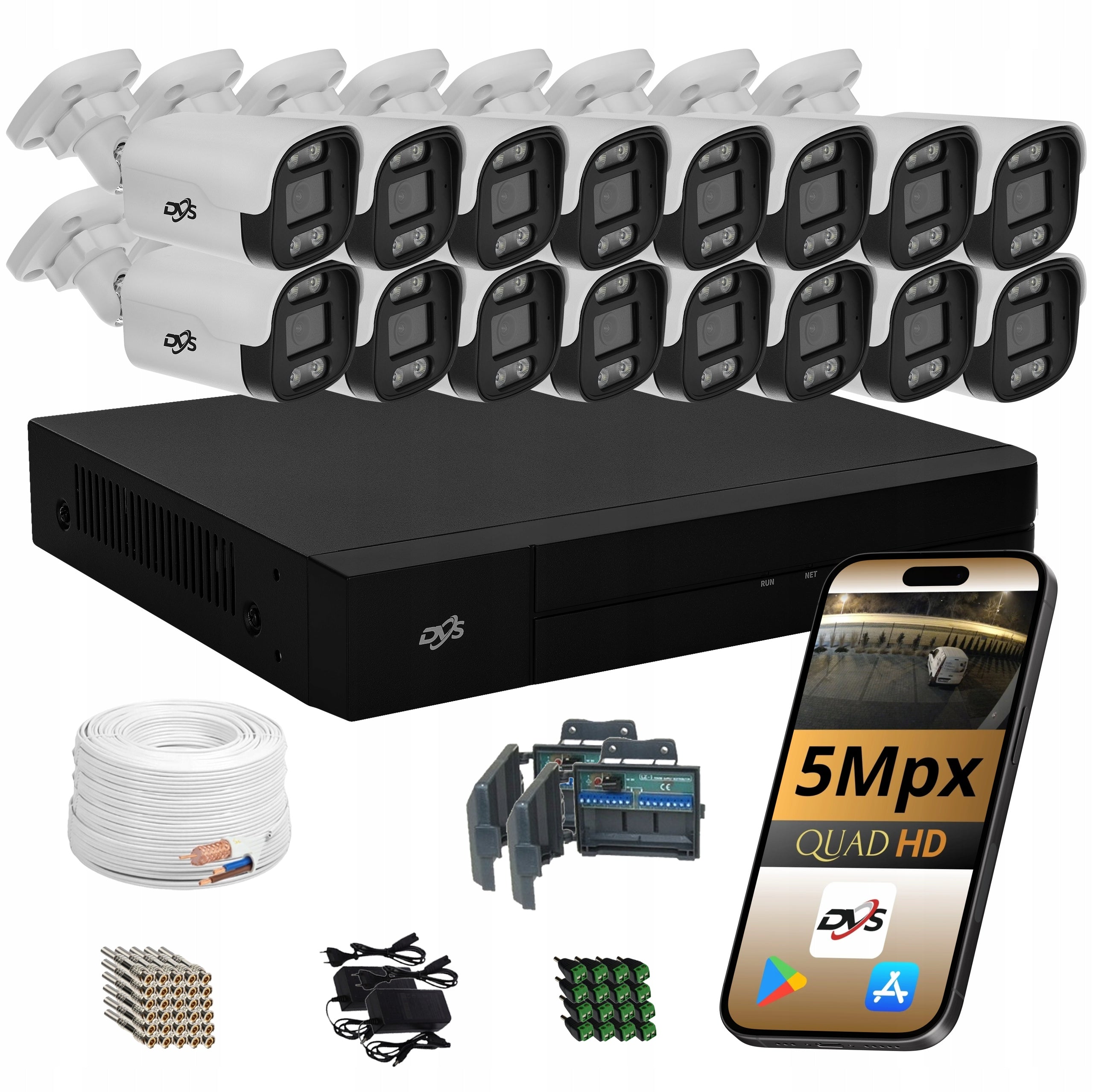 SET OF EXTERNAL CAMERAS 16 DVS CAMERAS FOR ANALOG MONITORING TUBE 5Mpx