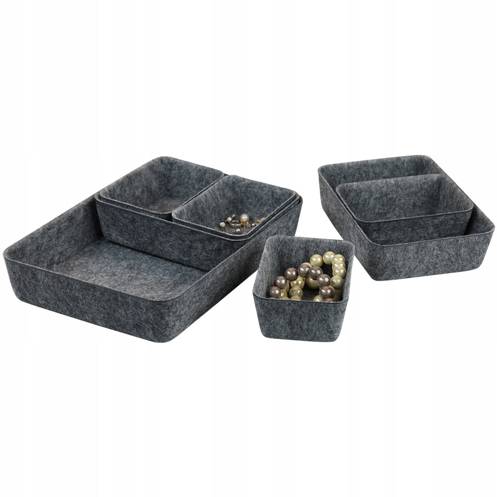 SET OF FELT ORGANIZERS ANTHRACITE IN VARIOUS SIZES BLACK Packaging status original