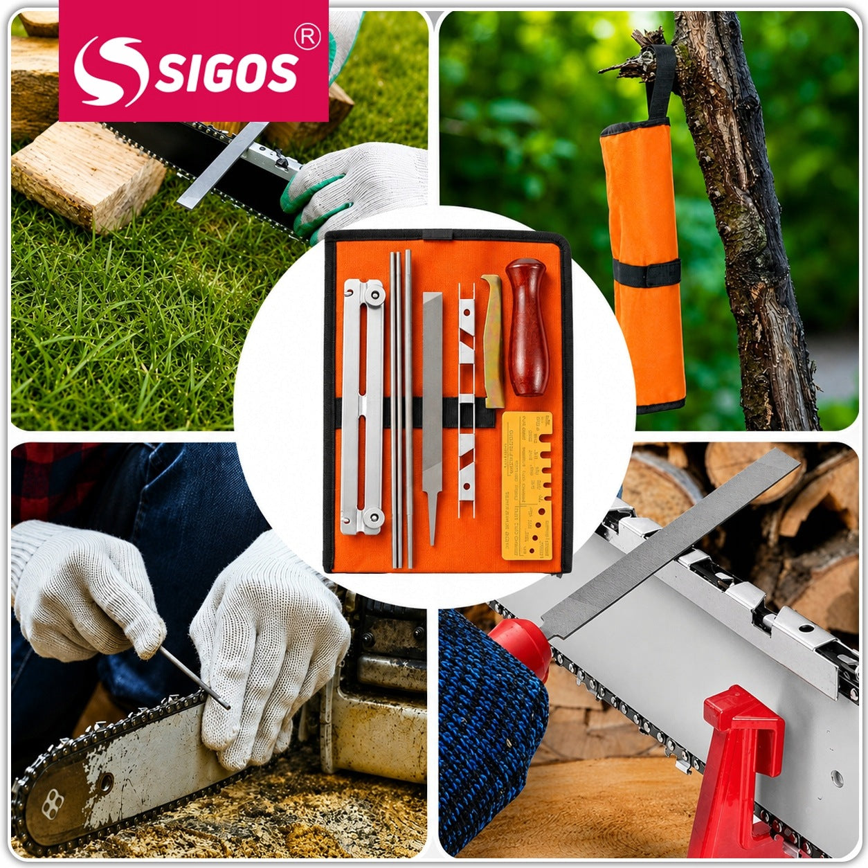 SET OF FILES FOR SHARPENING THE CHAIN OF SAWS IN THE CASE 10 PCS HAND SHARPENER Manufacturer code Zestaw pilników do piły łańcuchowej