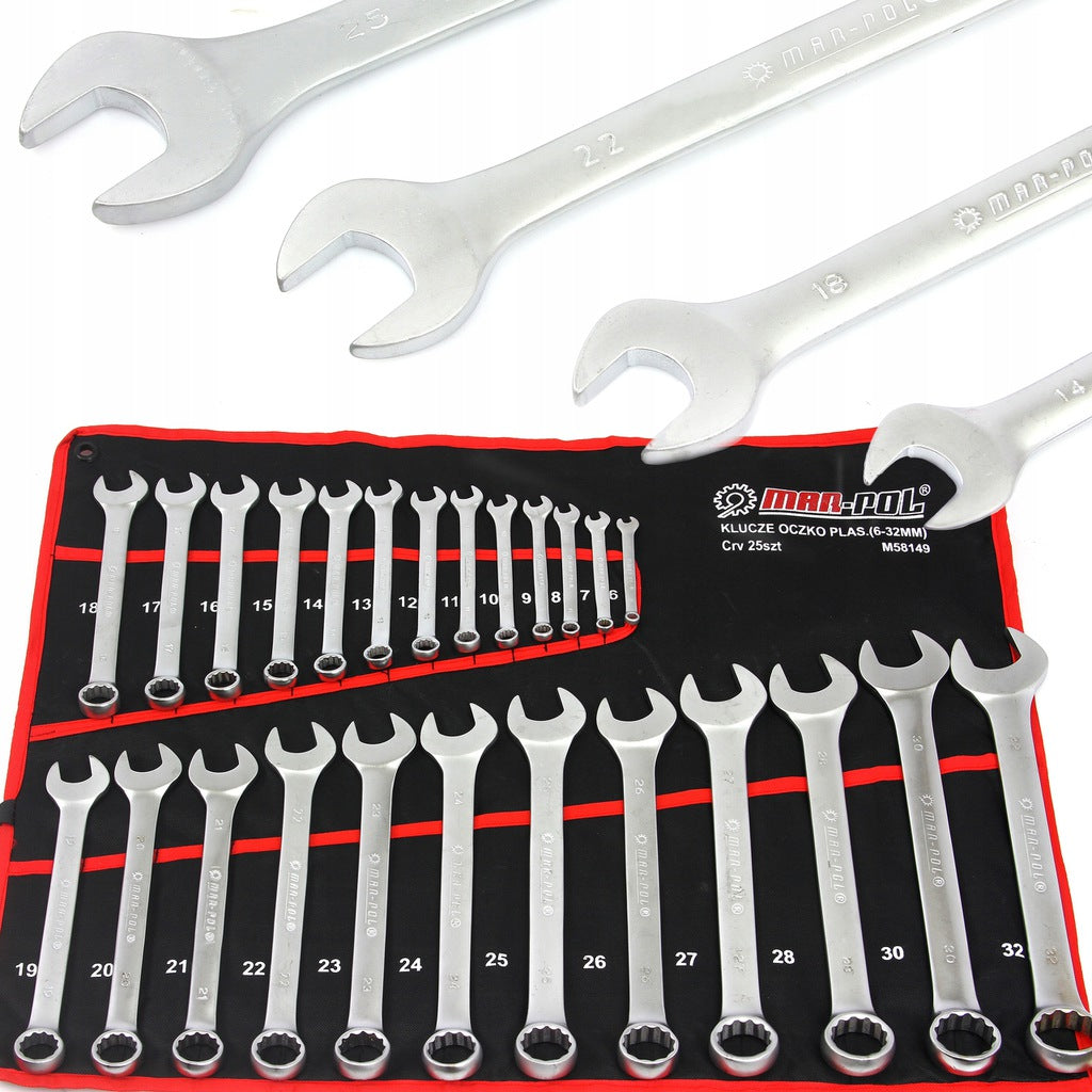 SET OF FLAT EYE WRENCHES 6-32mm SHEET 25pcs