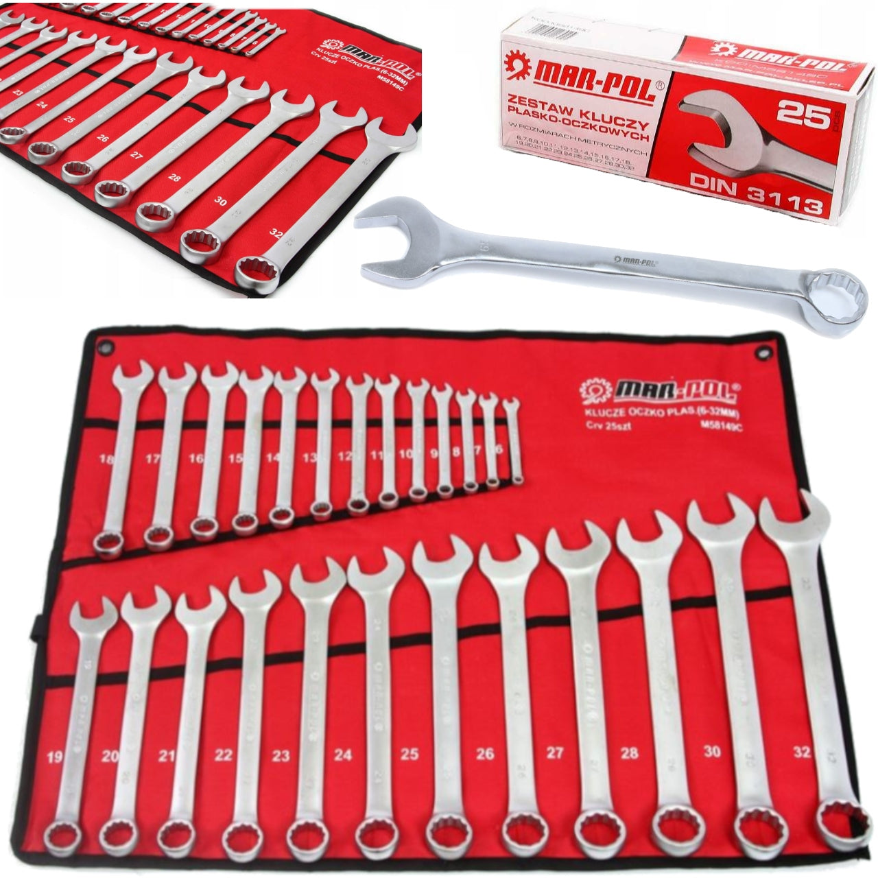 SET OF FLAT EYE WRENCHES 6-32mm SHEET 25pcs