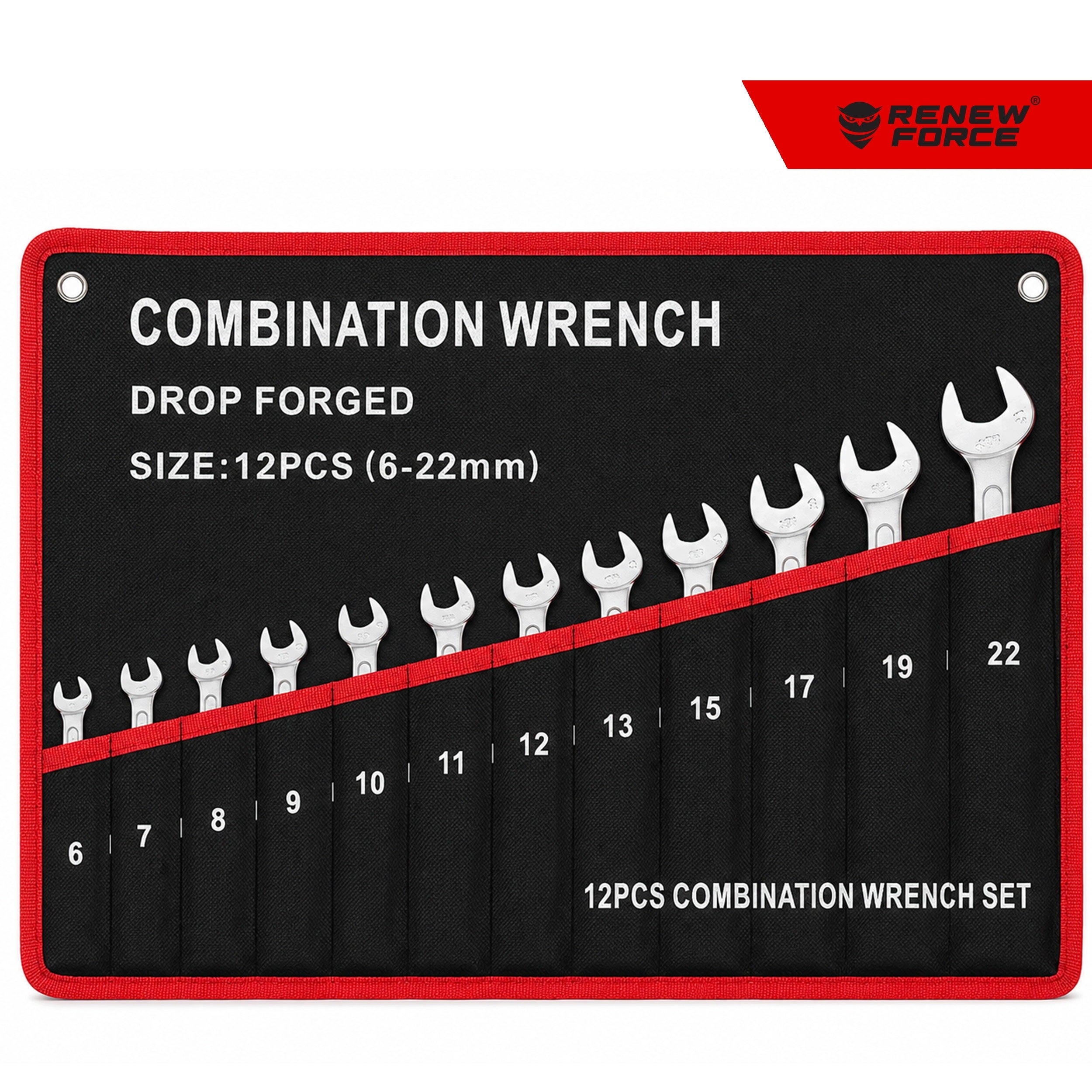 SET OF FLAT EYE WRENCHES FOR GARAGE WORKSHOP TOOLS 6-22mm 12pcs Brand Powermat