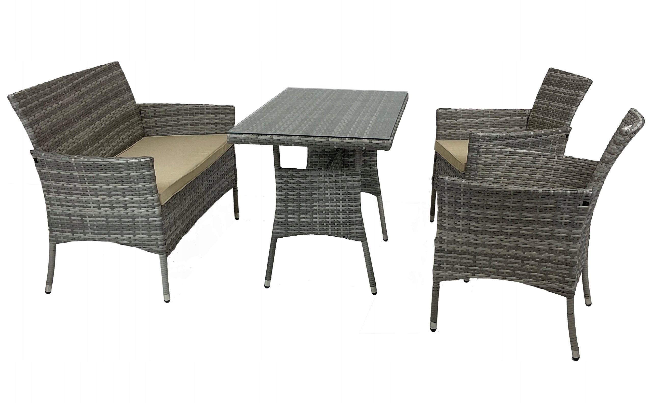 SET OF FURNITURE FOR GARDEN TERRACE DINNER RATTAN 4 PERSON LIDO LIGHT GRAY Number of items in the set 4