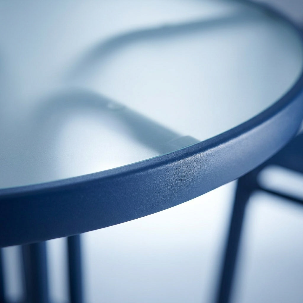 SET OF FURNITURE FOR SMALL BALCONY TERRACE CHAIRS TABLE ROUND NAVY BLUE YS146 Color blue