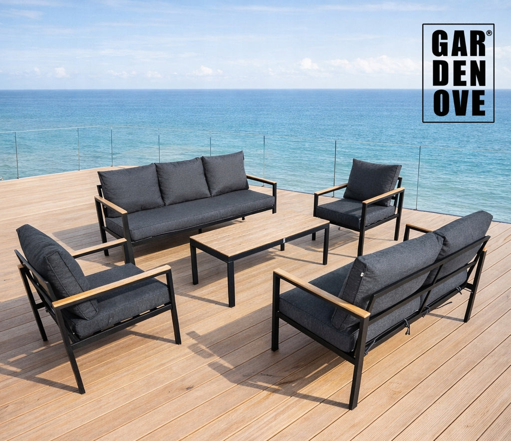 SET OF GARDEN FURNITURE 2x SOFA + 2x ARMCHAIR - 7 PEOPLE - GARDENOVE Main material synthetic material