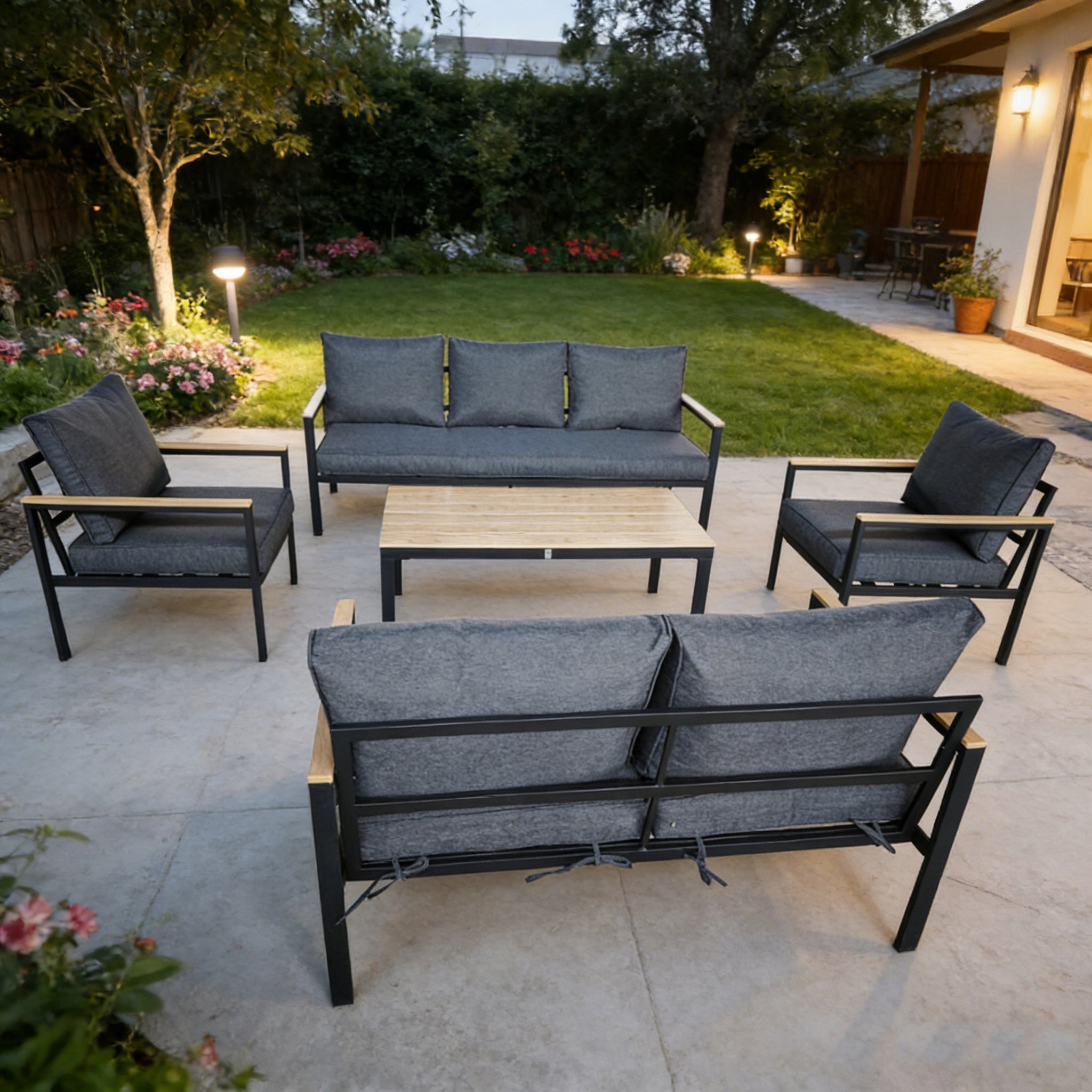 SET OF GARDEN FURNITURE 2x SOFA + 2x ARMCHAIR - 7 PEOPLE - GARDENOVE Number of items in the set 5