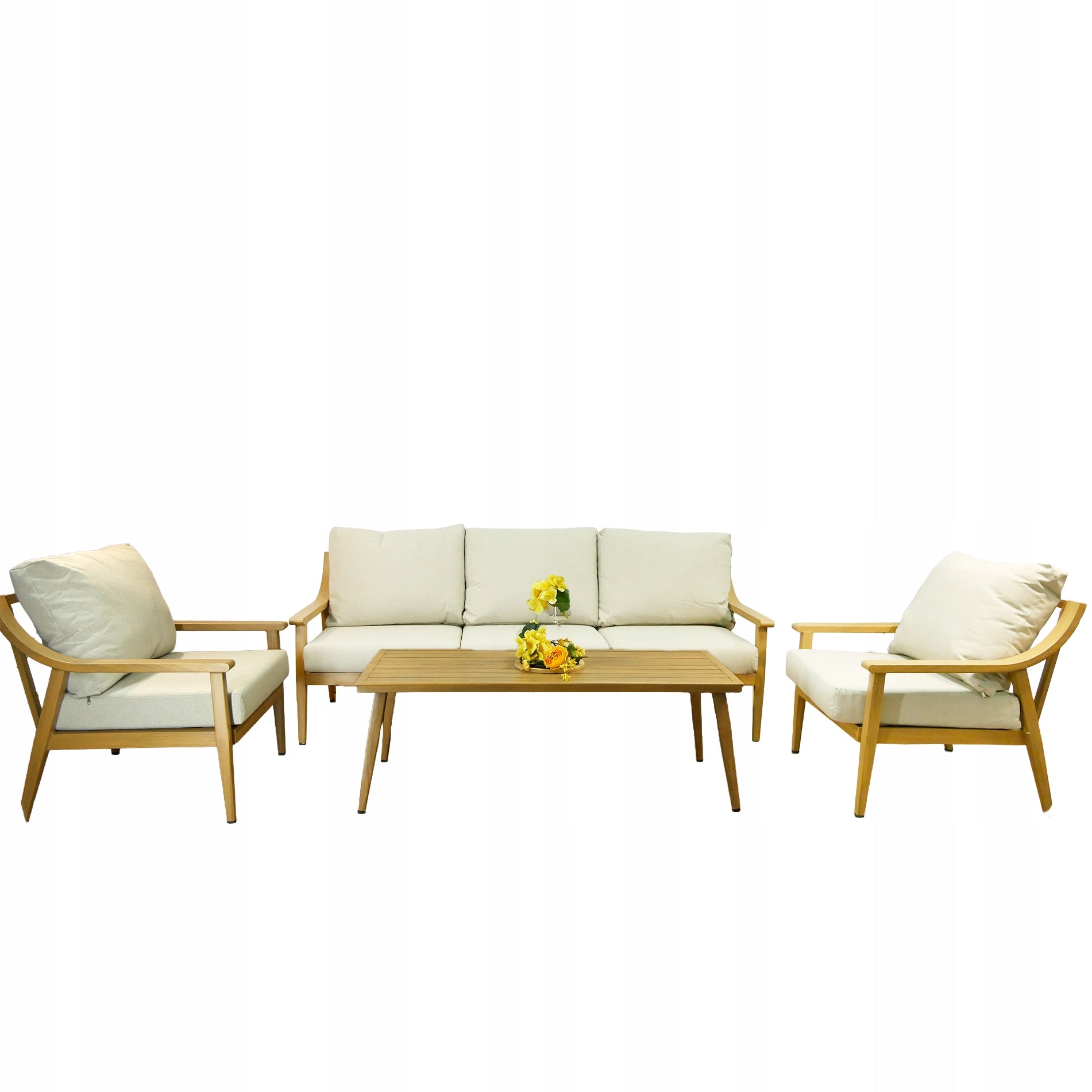 SET OF GARDEN FURNITURE ALUMINUM NICOSE SOFA ARMCHAIRS TABLE CUSHIONS BEIGE EAN (GTIN) 5900779889552