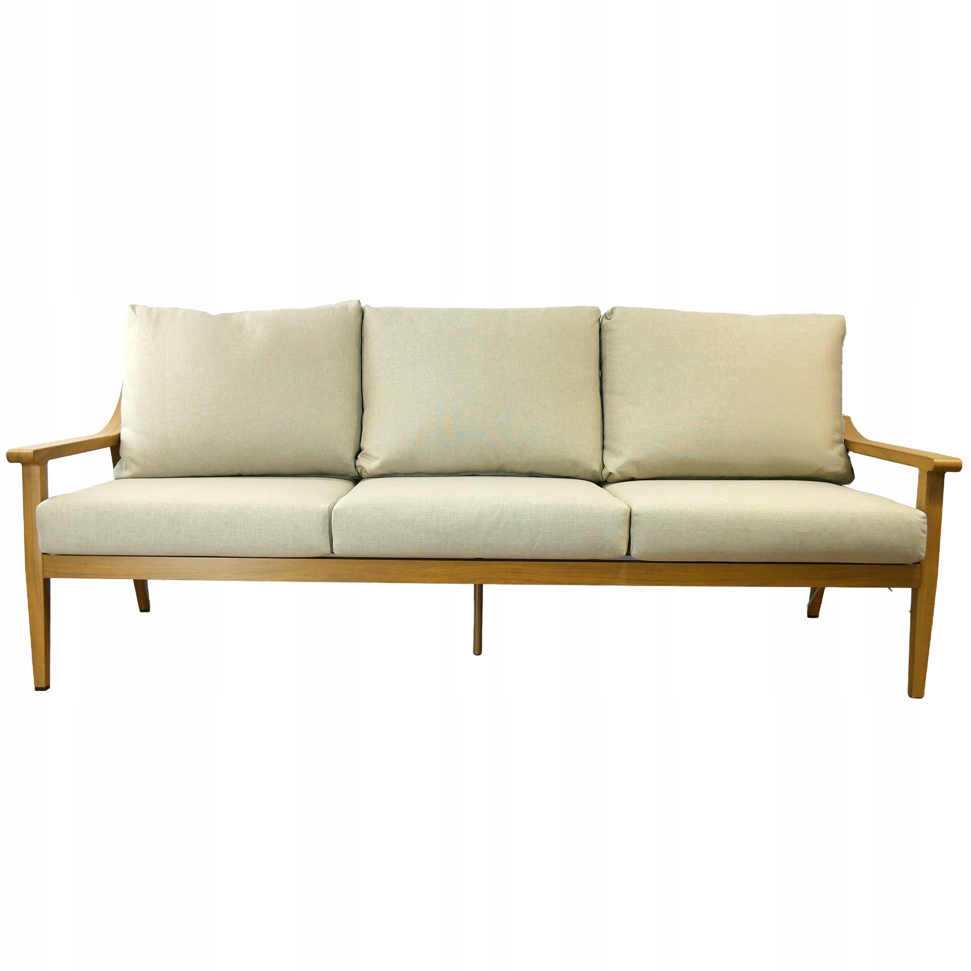 SET OF GARDEN FURNITURE ALUMINUM NICOSE SOFA ARMCHAIRS TABLE CUSHIONS BEIGE Manufacturer code ALM9552