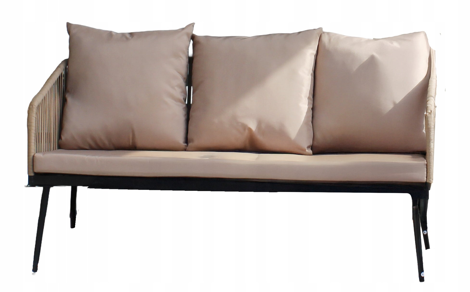 SET OF GARDEN FURNITURE BEIGE TABLE SOFA ARMCHAIRS CUSHIONS POLYRATTAN Manufacturer GardenLine