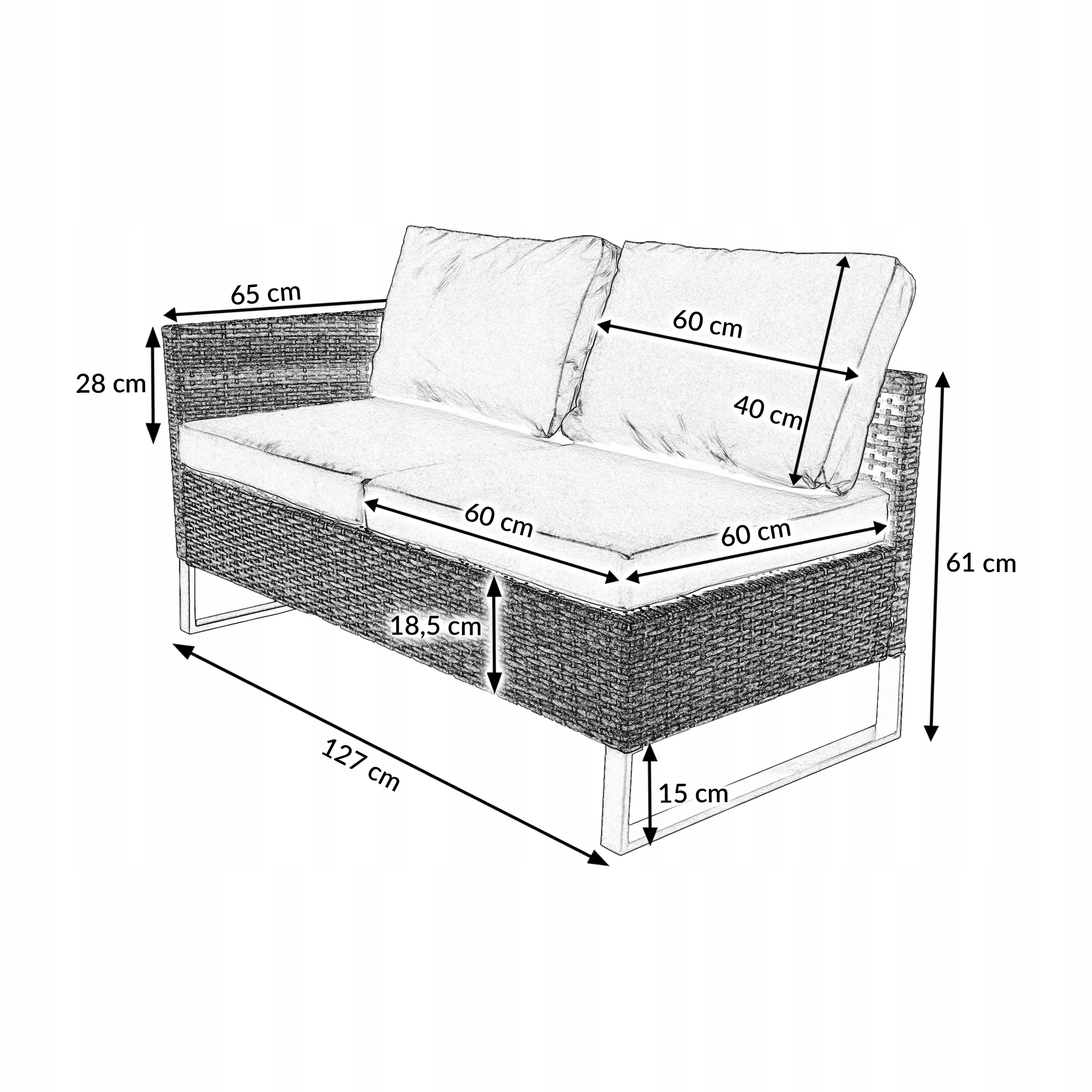 SET OF GARDEN FURNITURE FOR TERRACE BALCONY MODULAR RATTAN COMO TAUPE Color beige