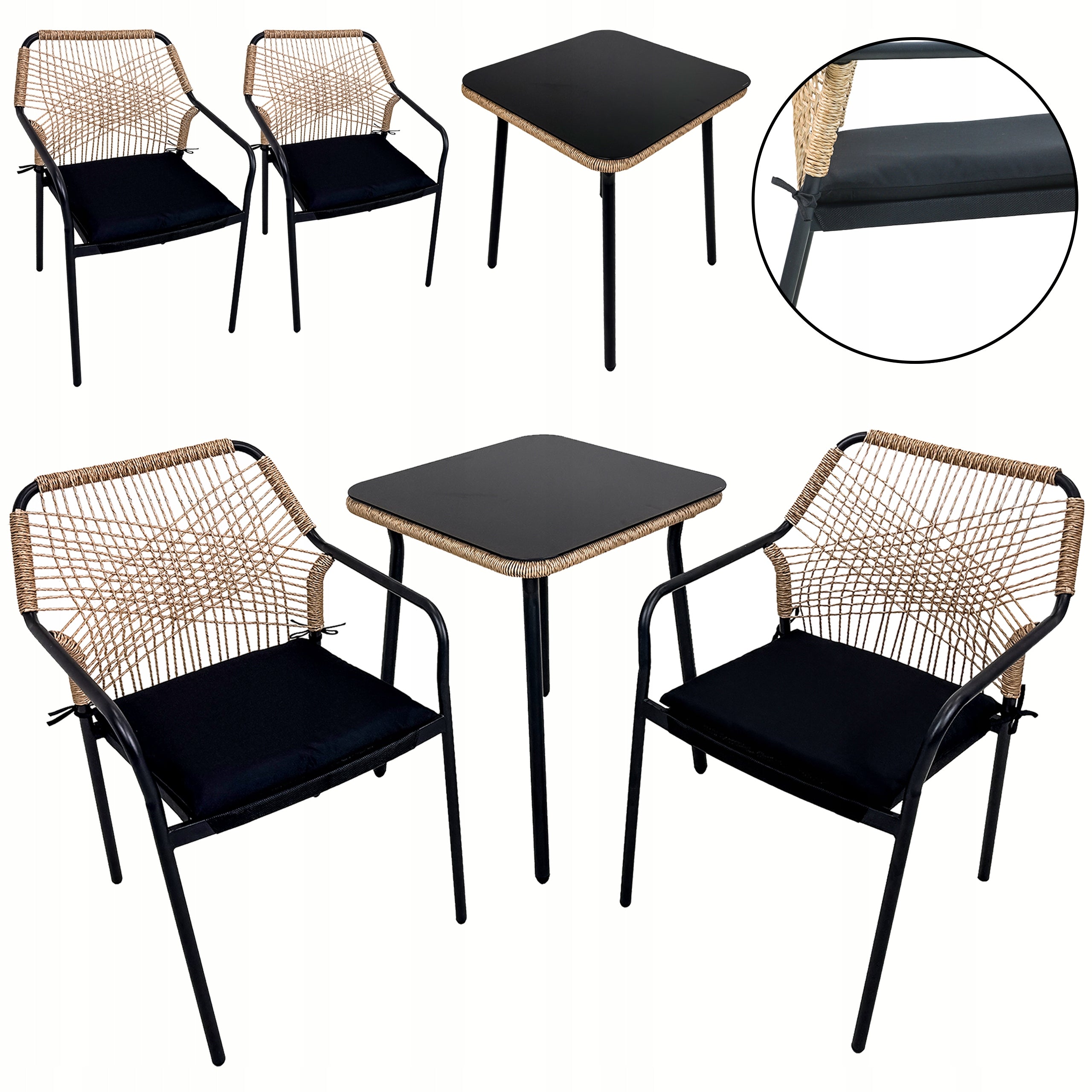 SET OF GARDEN FURNITURE FOR TERRACE BALCONY RATTAN TEMPERED GLASS SOHO Manufacturer Kontrast
