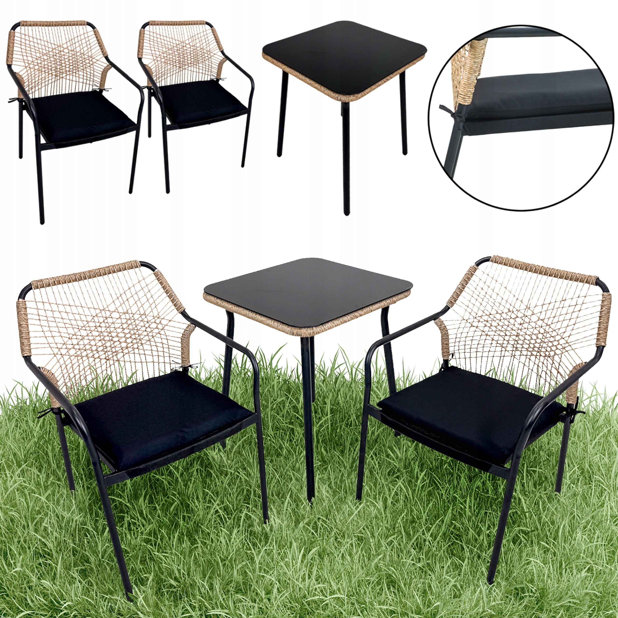 SET OF GARDEN FURNITURE FOR TERRACE BALCONY RATTAN TEMPERED GLASS SOHO Manufacturer code 5.05.12344