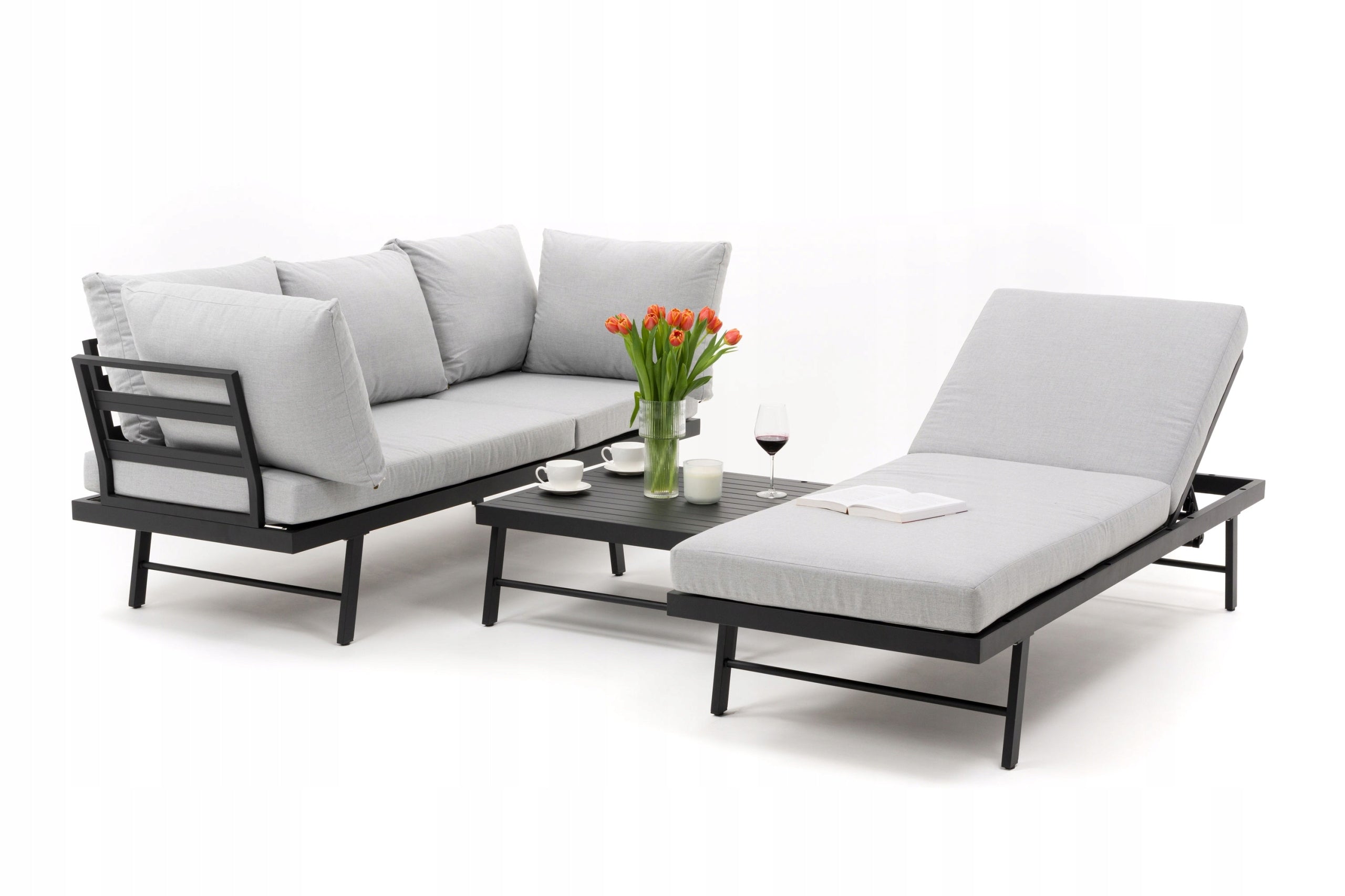 SET OF GARDEN FURNITURE MODERN ALUMINUM CORNER SOFA LOUNGER BORA Manufacturer New Home