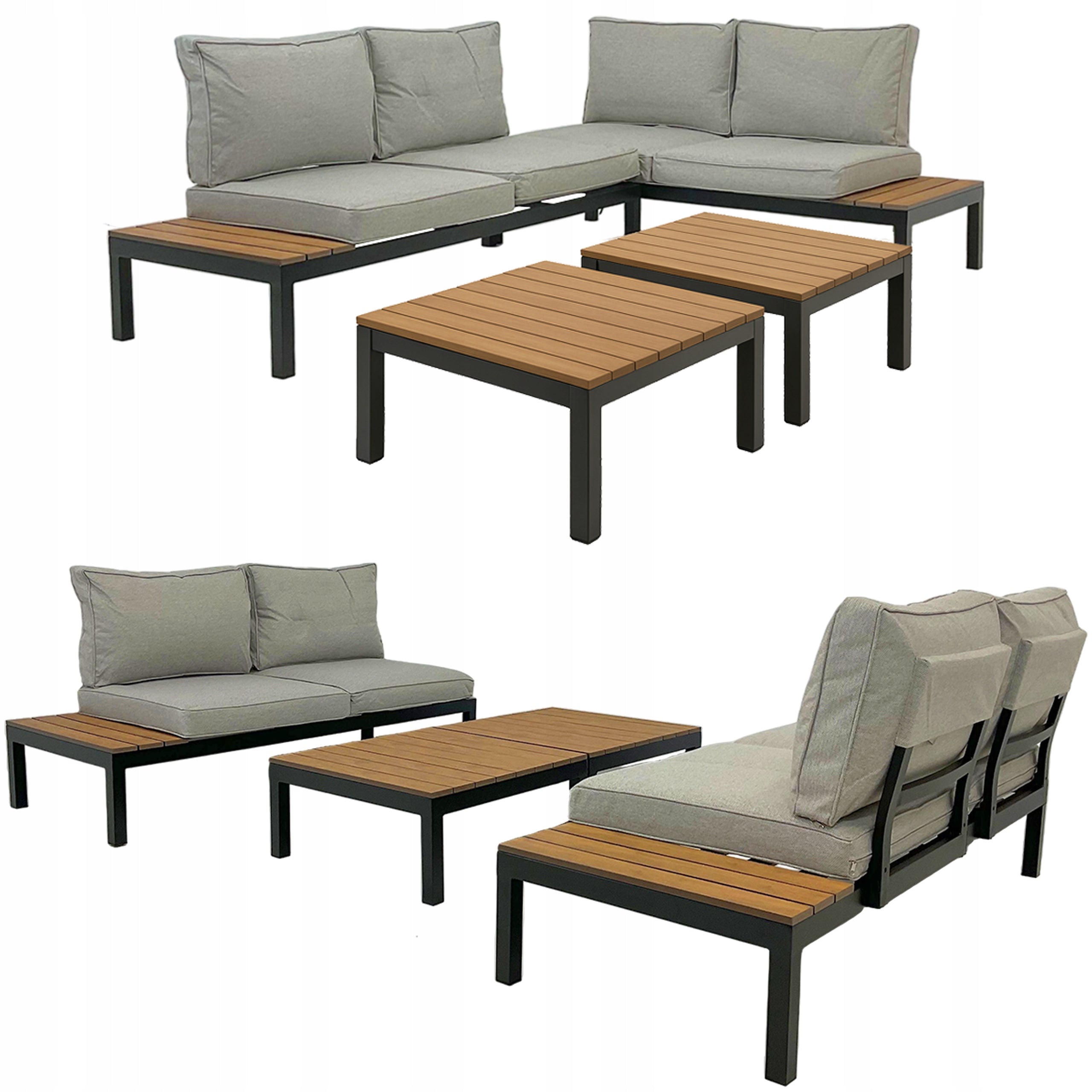 SET OF GARDEN FURNITURE MODULAR ALUMINUM CORNER BENCH TABLES IBIZA Manufacturer code 5.05.13013