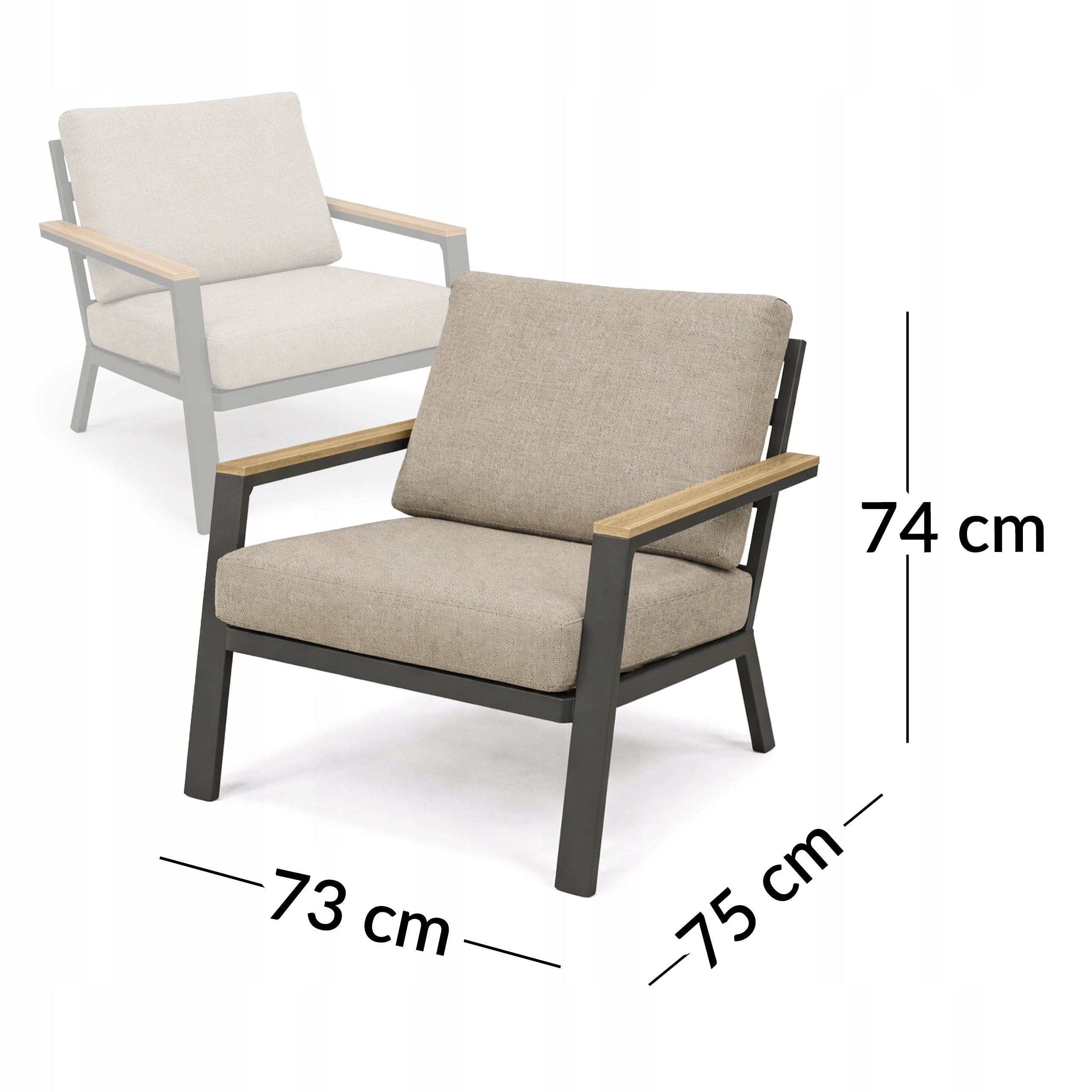SET OF GARDEN FURNITURE PREM ALUMINUM TERRACE LOGS WARM BEIGE Main material metal