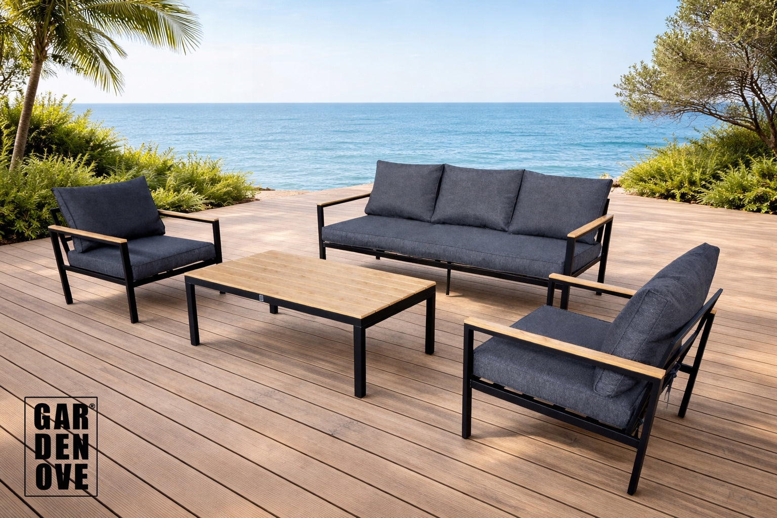 SET OF GARDEN FURNITURE SOFA + 2x ARMCHAIR - GARDENOVE Manufacturer GARDENOVE