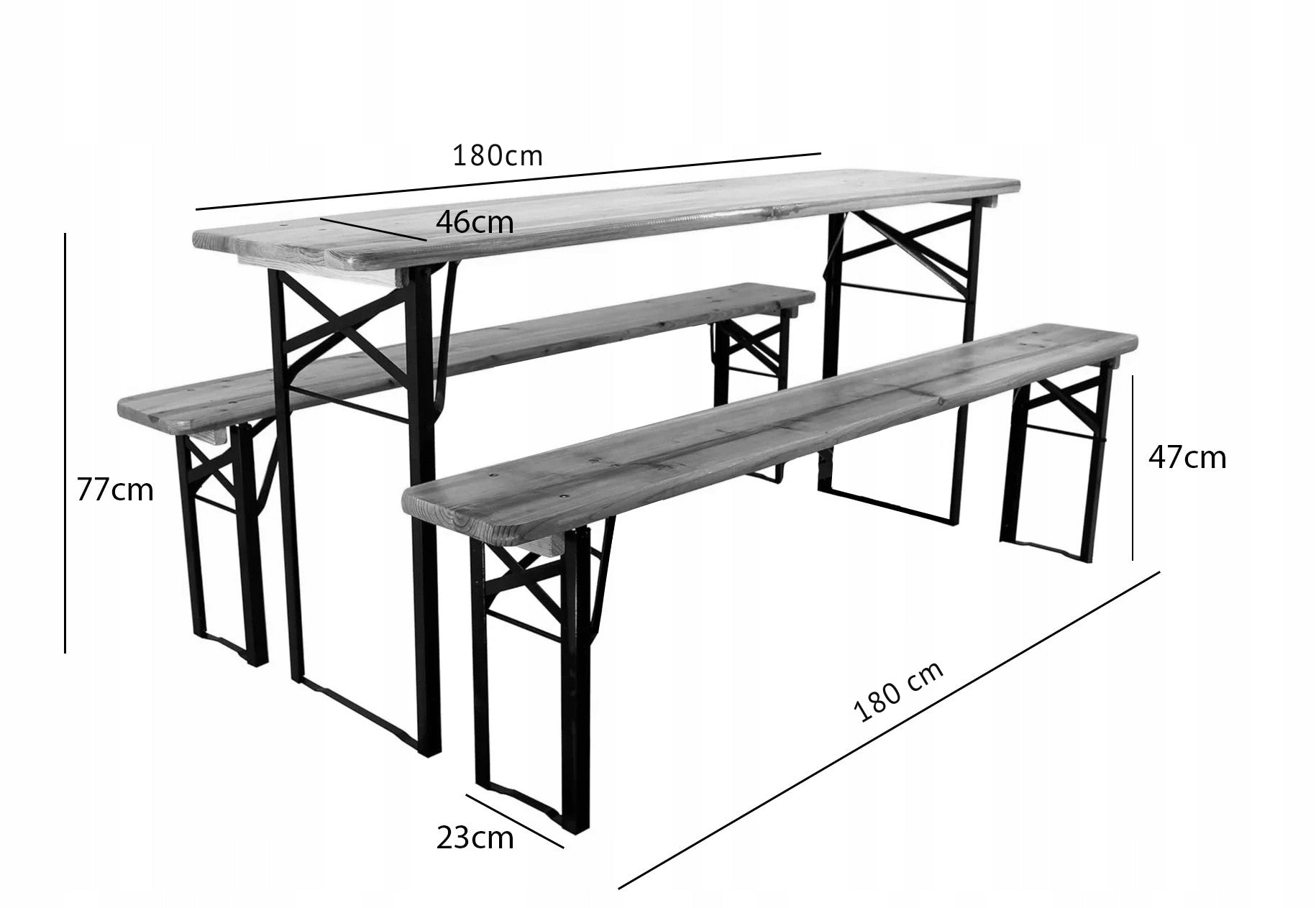 SET OF GARDEN FURNITURE TABLE WITH BENCHES WOODEN BEER BAR 180 CM Number of people 8