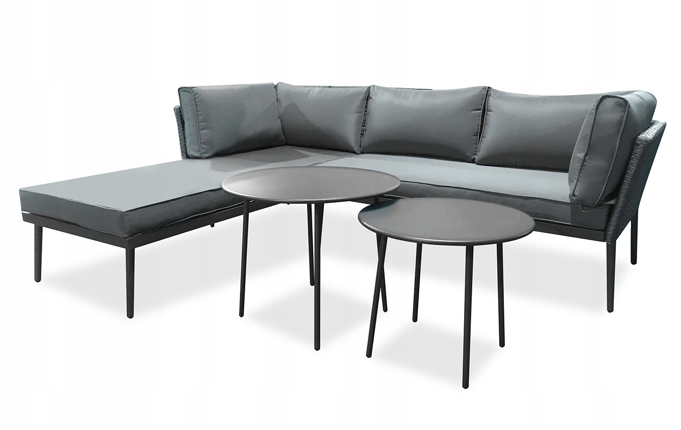 SET OF GARDEN FURNITURE TERRACE BALCONY CORNER + 2 COFFEE TABLES SPARGI BLACK