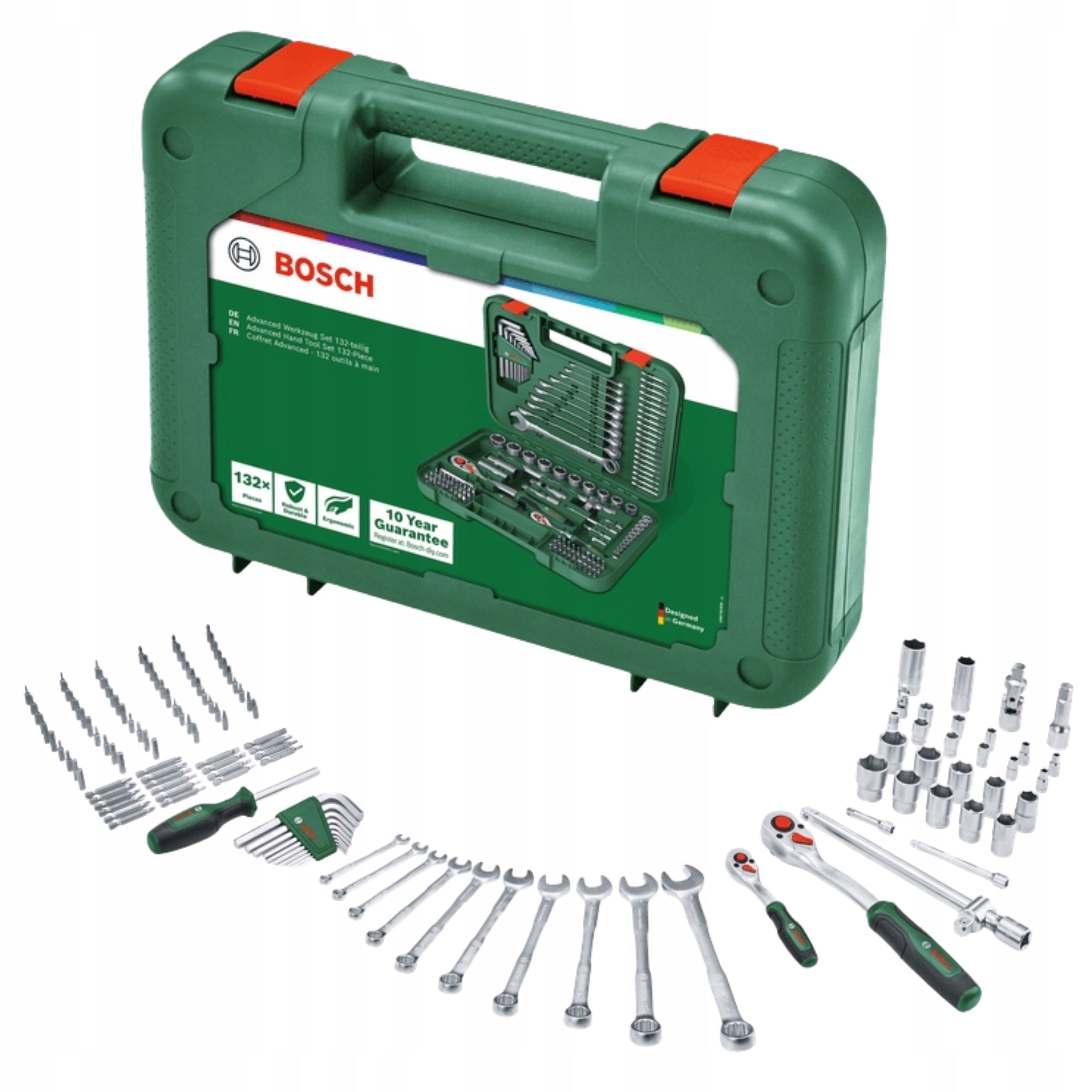 SET OF HAND TOOLS 132 PART RATCHET CAP BOSCH 1600A02Z9B