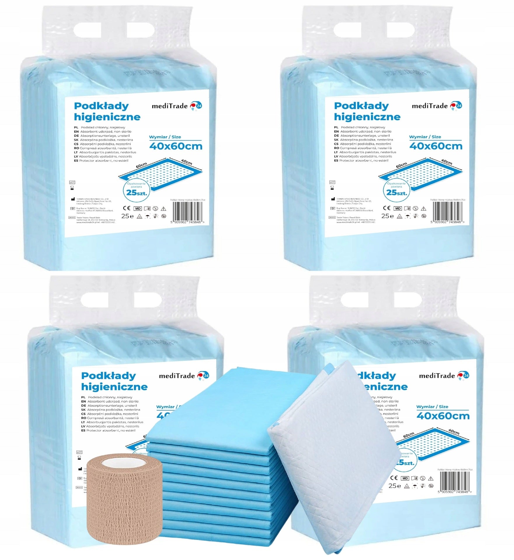 SET OF HYGIENIC PADS ABSORBENT MATS 40x60 sky 100pcs:BANDAGE FREEBIE:.