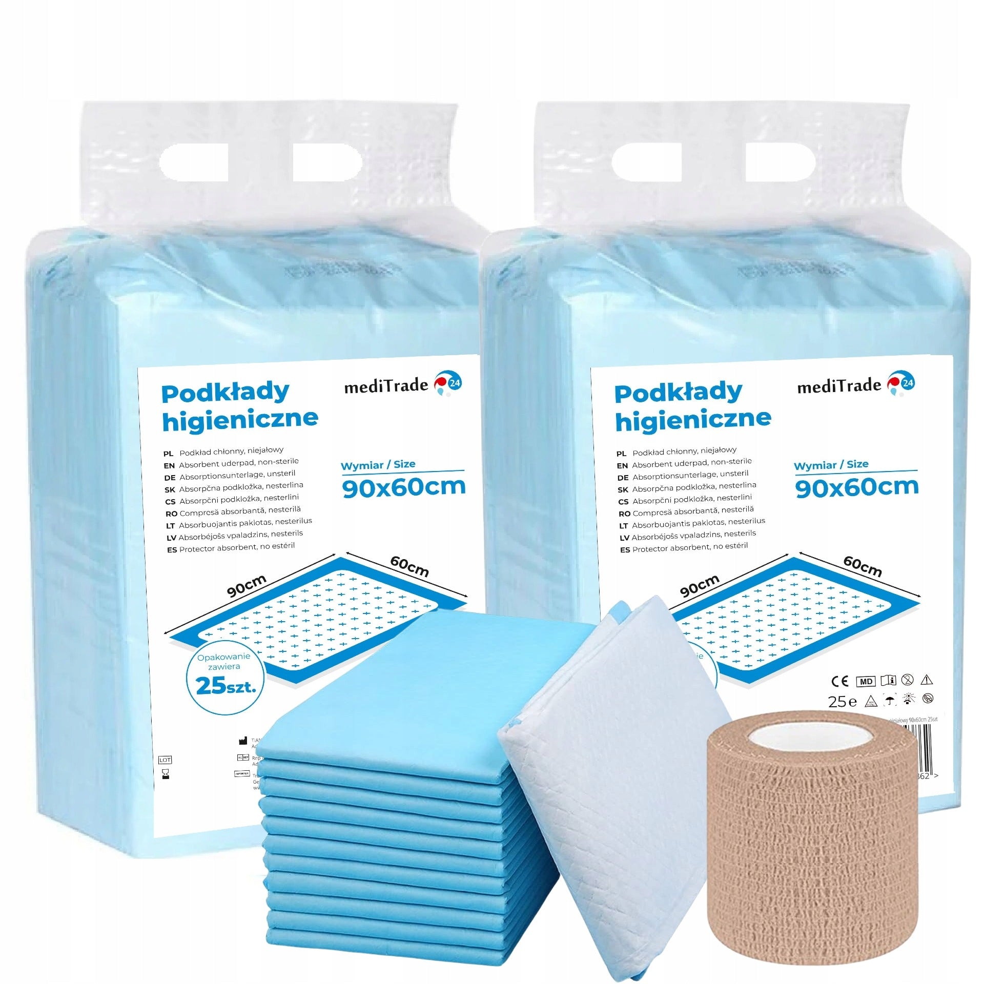 SET OF HYGIENIC PADS ABSORBENT MATS 90x60 sky 50pcs .:BANDAGE FREEBIE:.