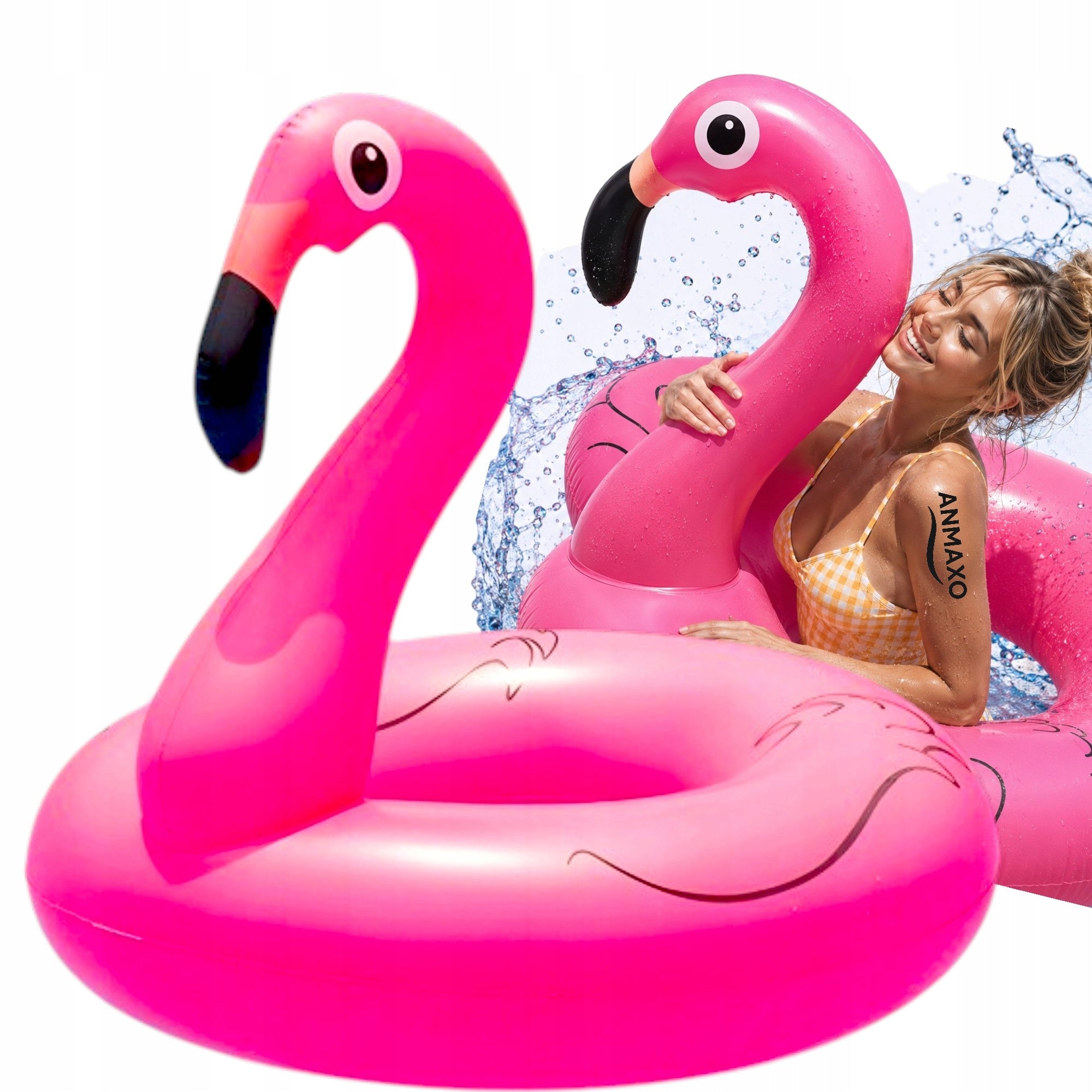 SET OF INFLATABLE CIRCLE FOR SWIMMING UNICORN + FLAMINGO LARGE XXL CIRCLE STRONG Packaging status original