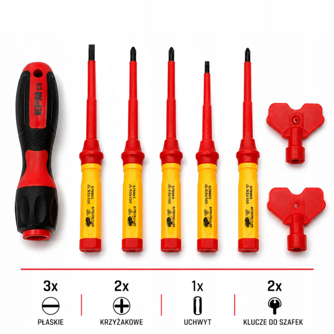SET OF INSULATED SCREWDRIVERS VDE 8PCS CASSETTE E-400-0411 EPM Brand EPM