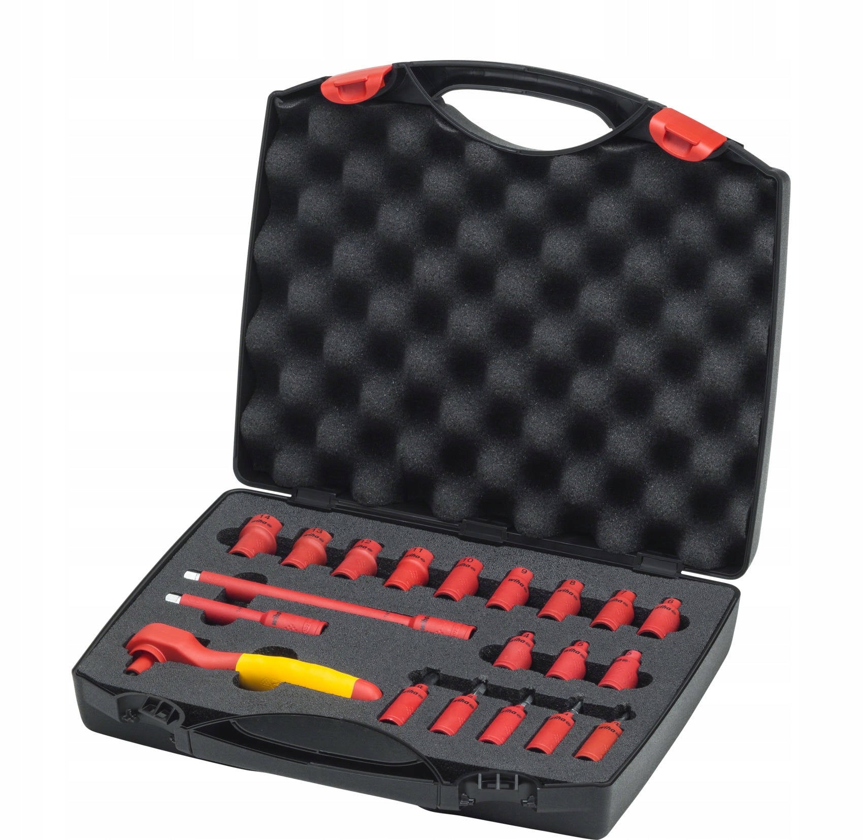 SET OF INSULATED SOCKET WRENCHES RATCHET CAP 20el to 1000V WIHA