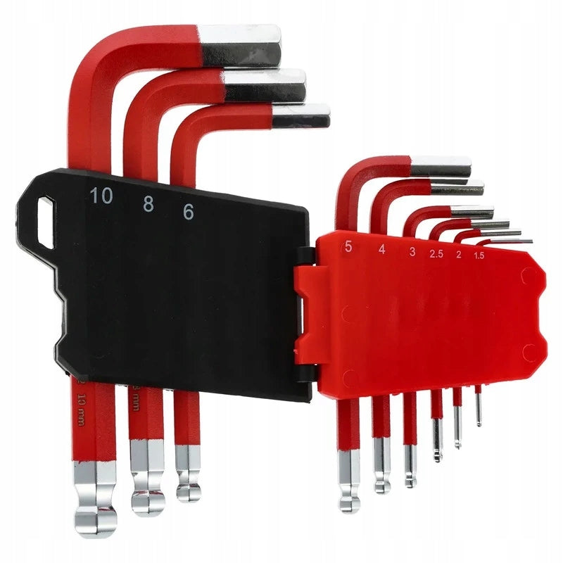 SET OF KEYS ALLEN WITH BALL S2 RED SHORT 9 PCS. SCHMITH SCH01I05005 Brand Schmith