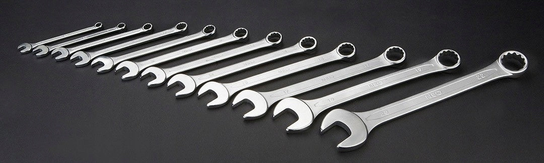 SET OF KEYS FLAT-EYE WRENCHES 6-22 MM 12 PIECES FLAT NEO TOOLS Brand NEO TOOLS