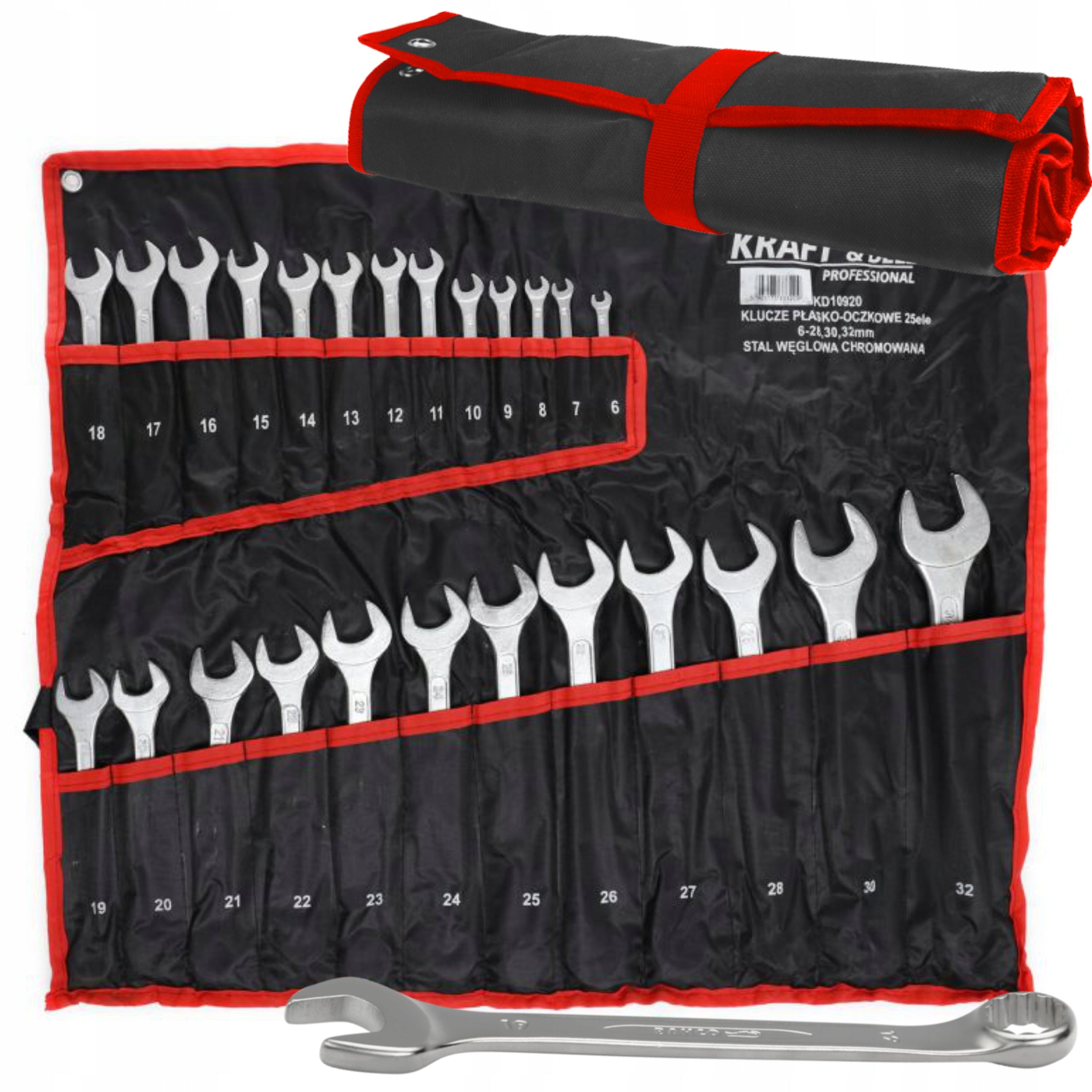 SET OF KEYS ON SHEET FLAT-EYE WRENCHES 6-32mm 25pcs FLAT +ETUI