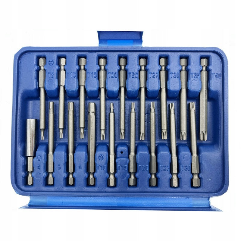 SET OF LONG IMPACT BITS FOR SCREWDRIVER BITS 75mm + HANDLE 50EL Bit type HEX Philips flat Torx